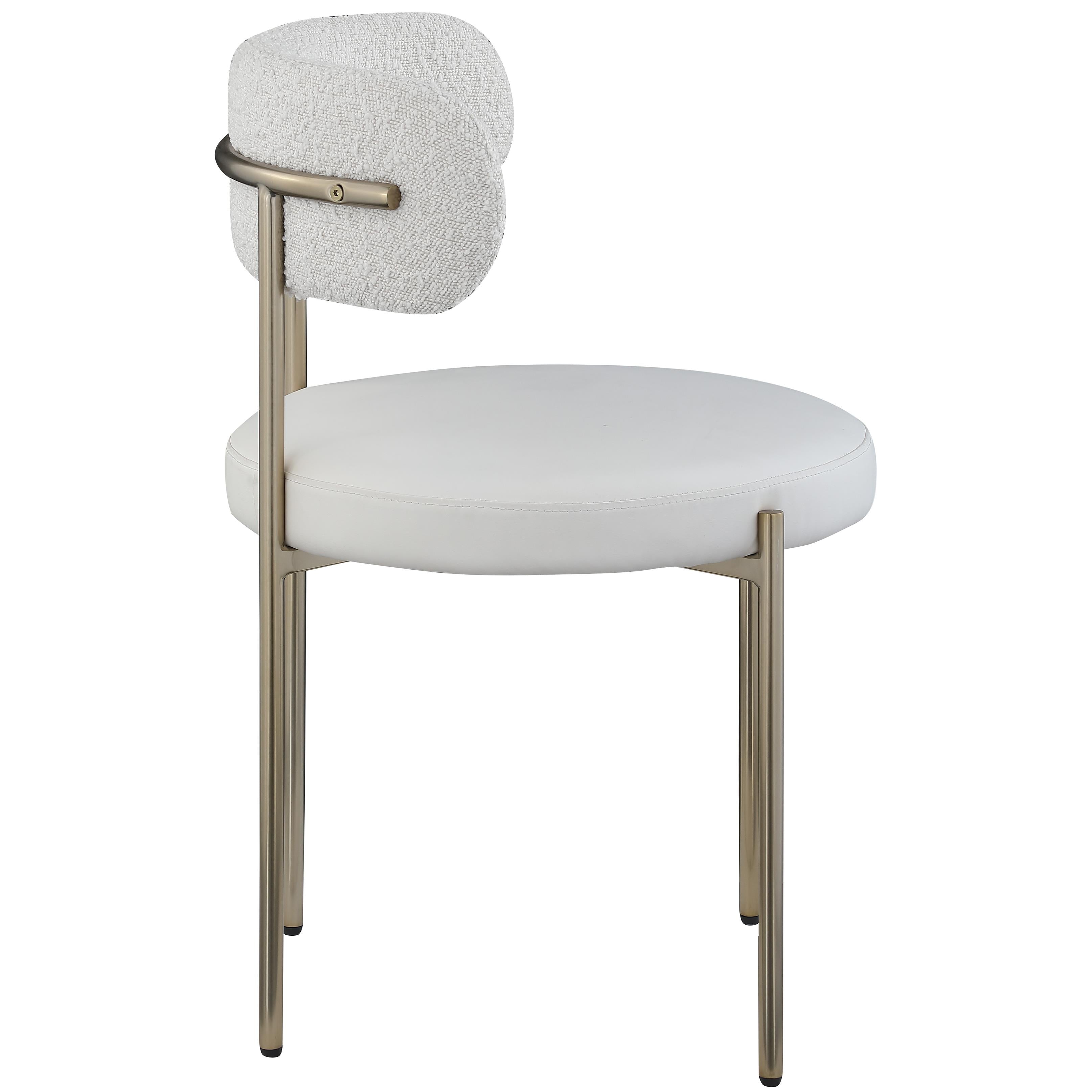 Meridian Beacon Cream Vegan Leather and Boucle Fabric Dining Chair