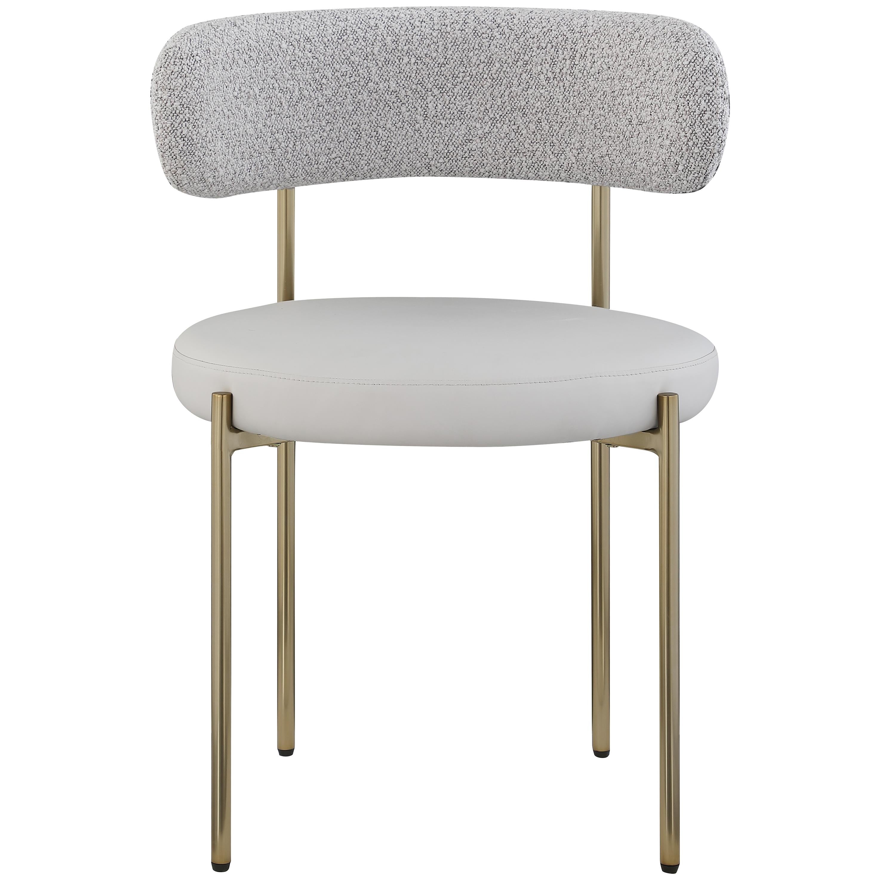 Meridian Beacon Taupe Vegan Leather and Boucle Fabric Dining Chair