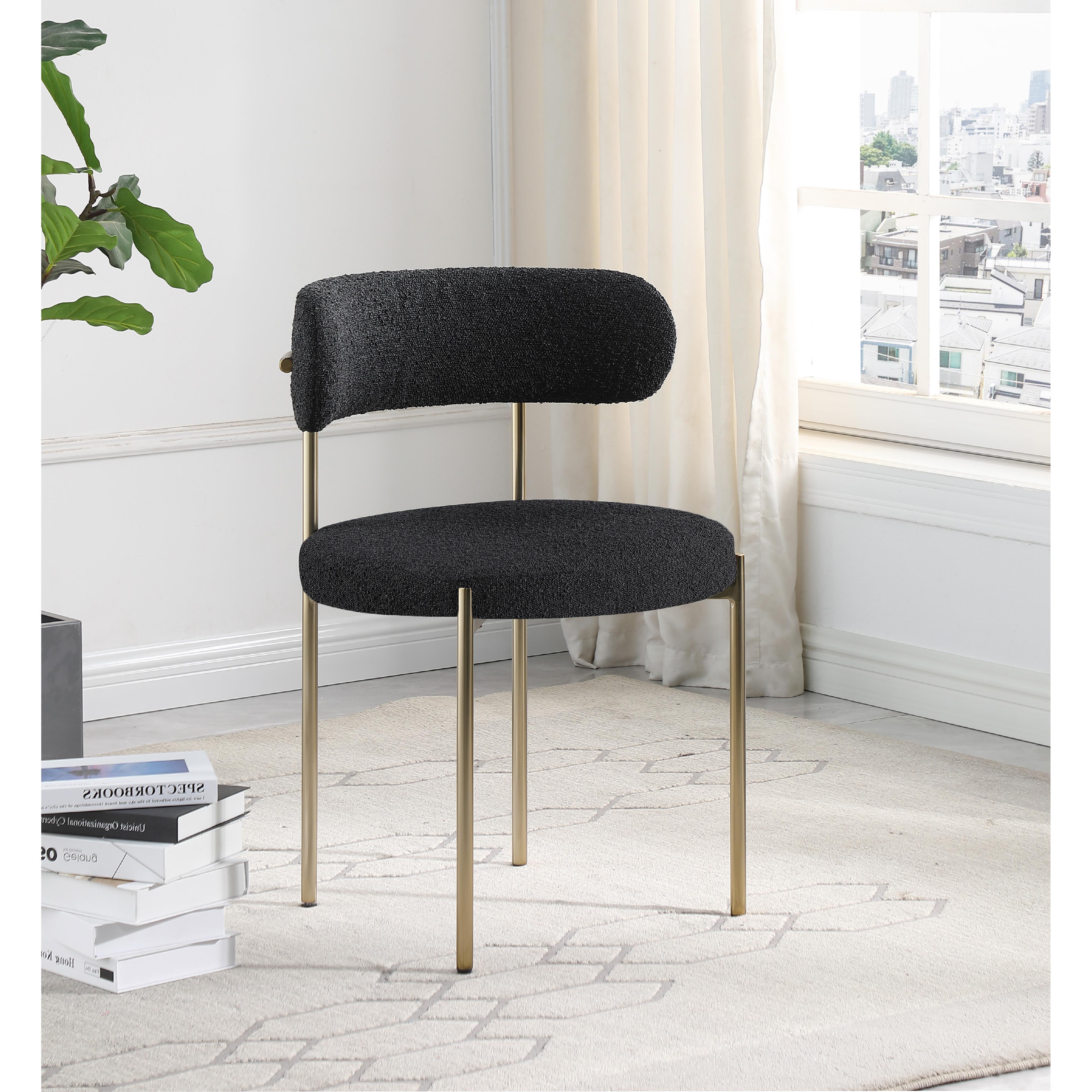 Meridian Beacon Black Boucle Fabric Dining Chair