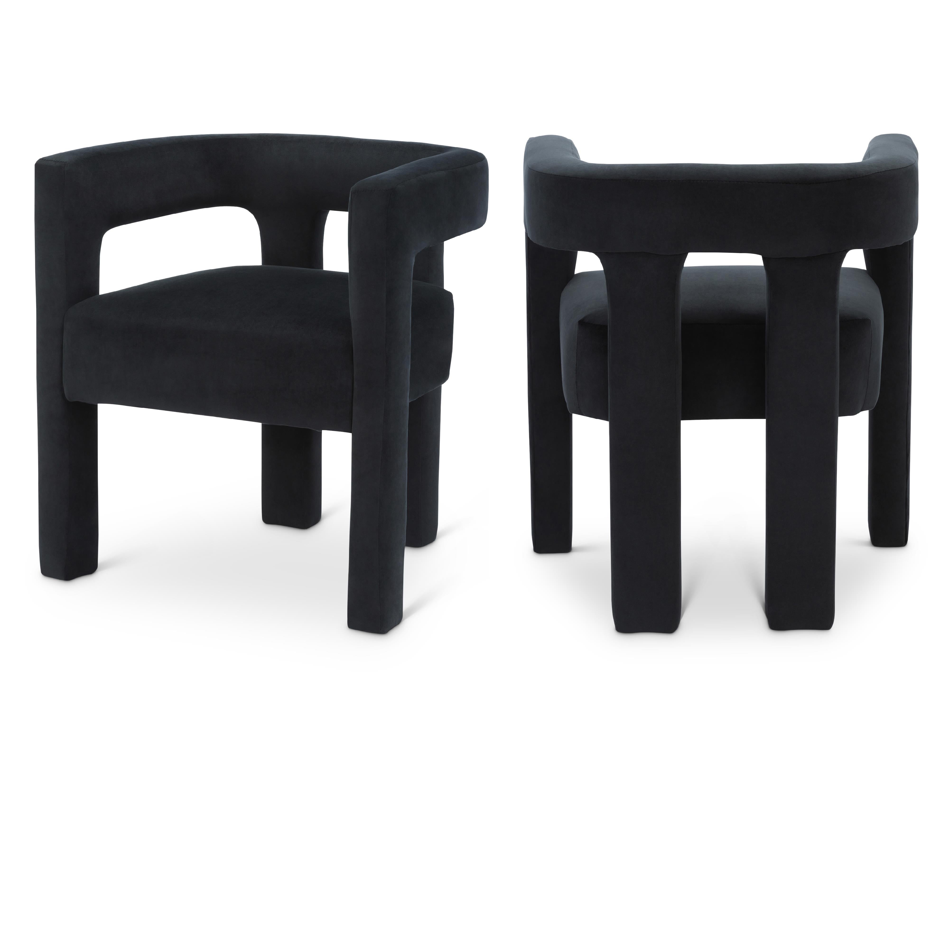 Meridian Athena Black Velvet Dining Chair