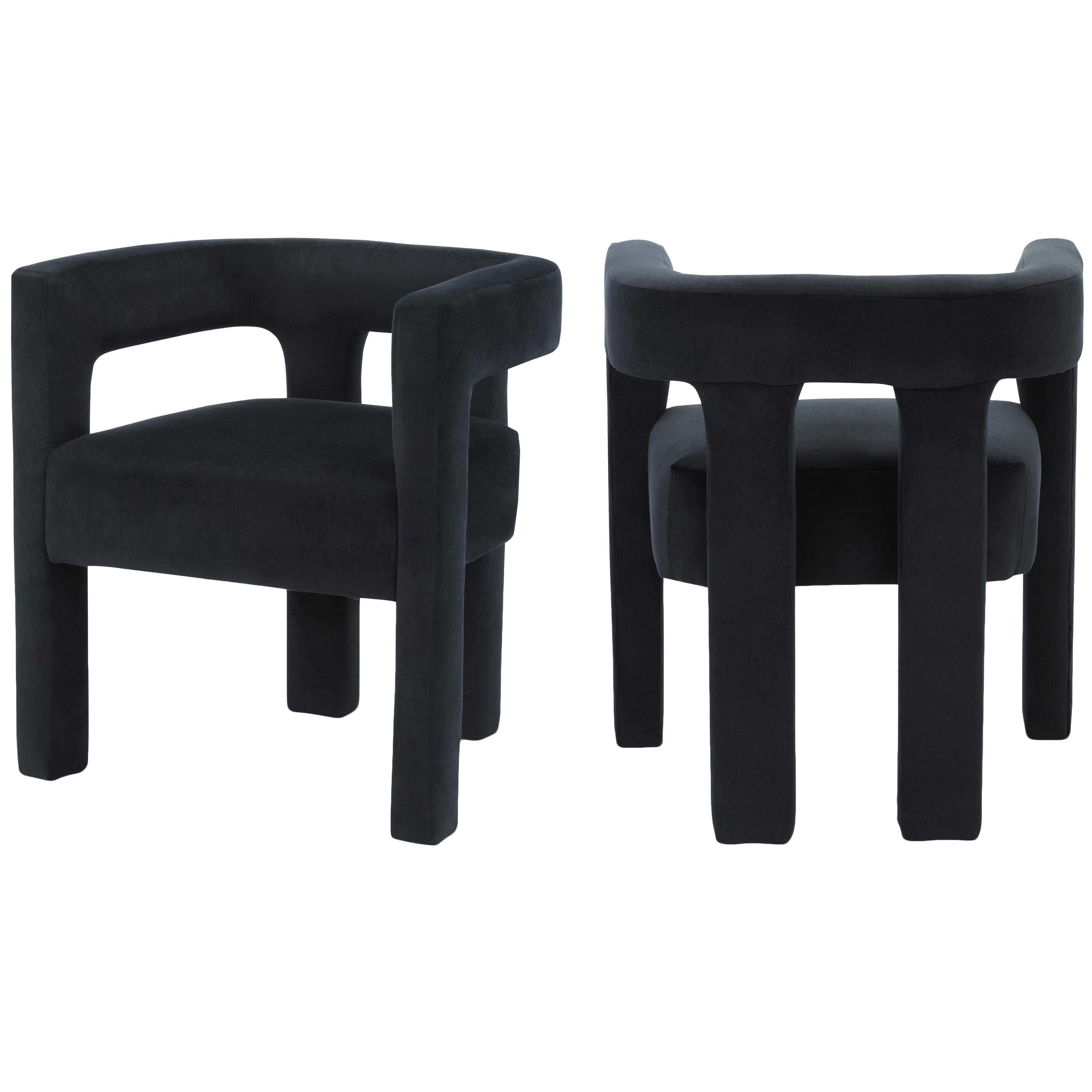 Meridian Athena Black Velvet Dining Chair