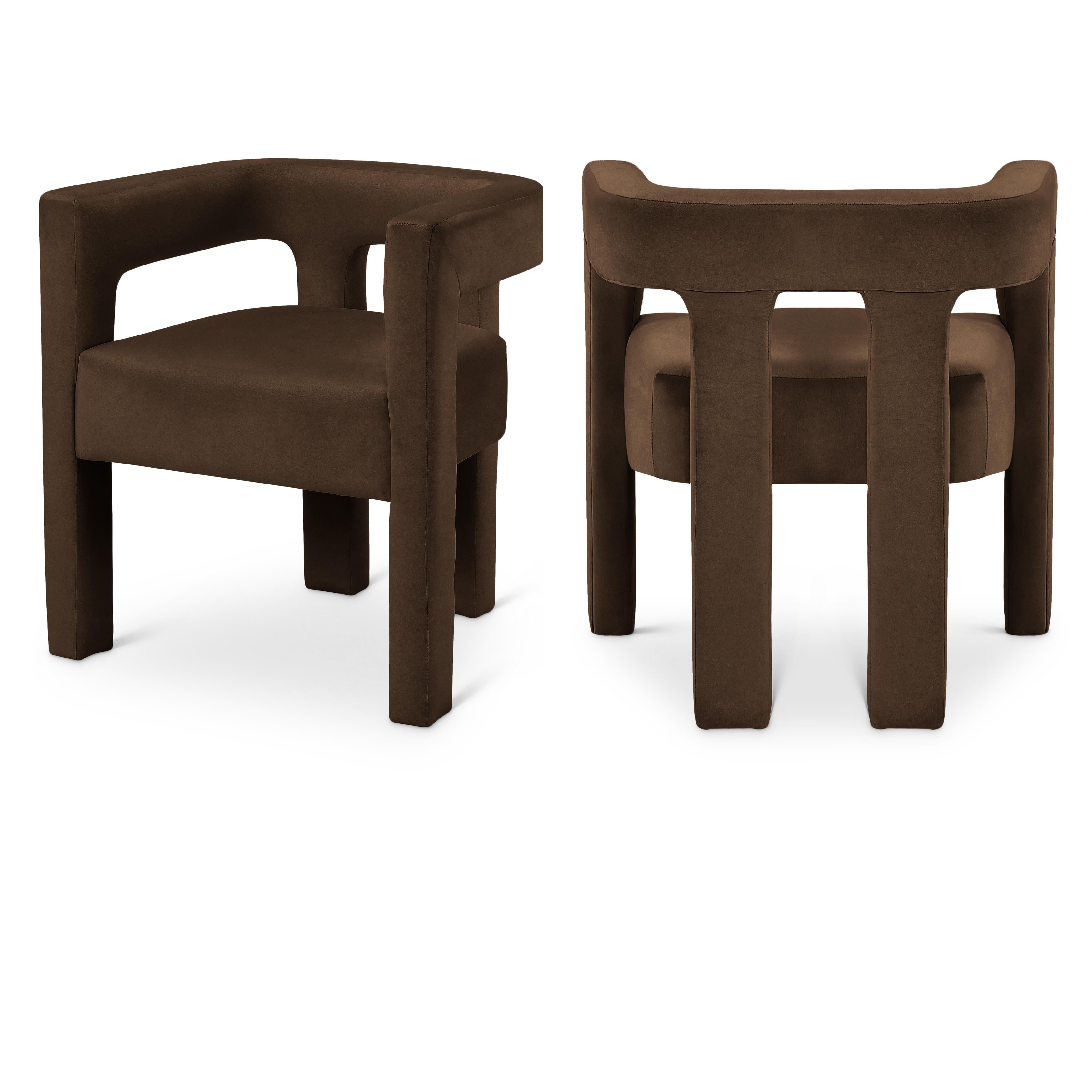 Meridian Athena Brown Velvet Dining Chair