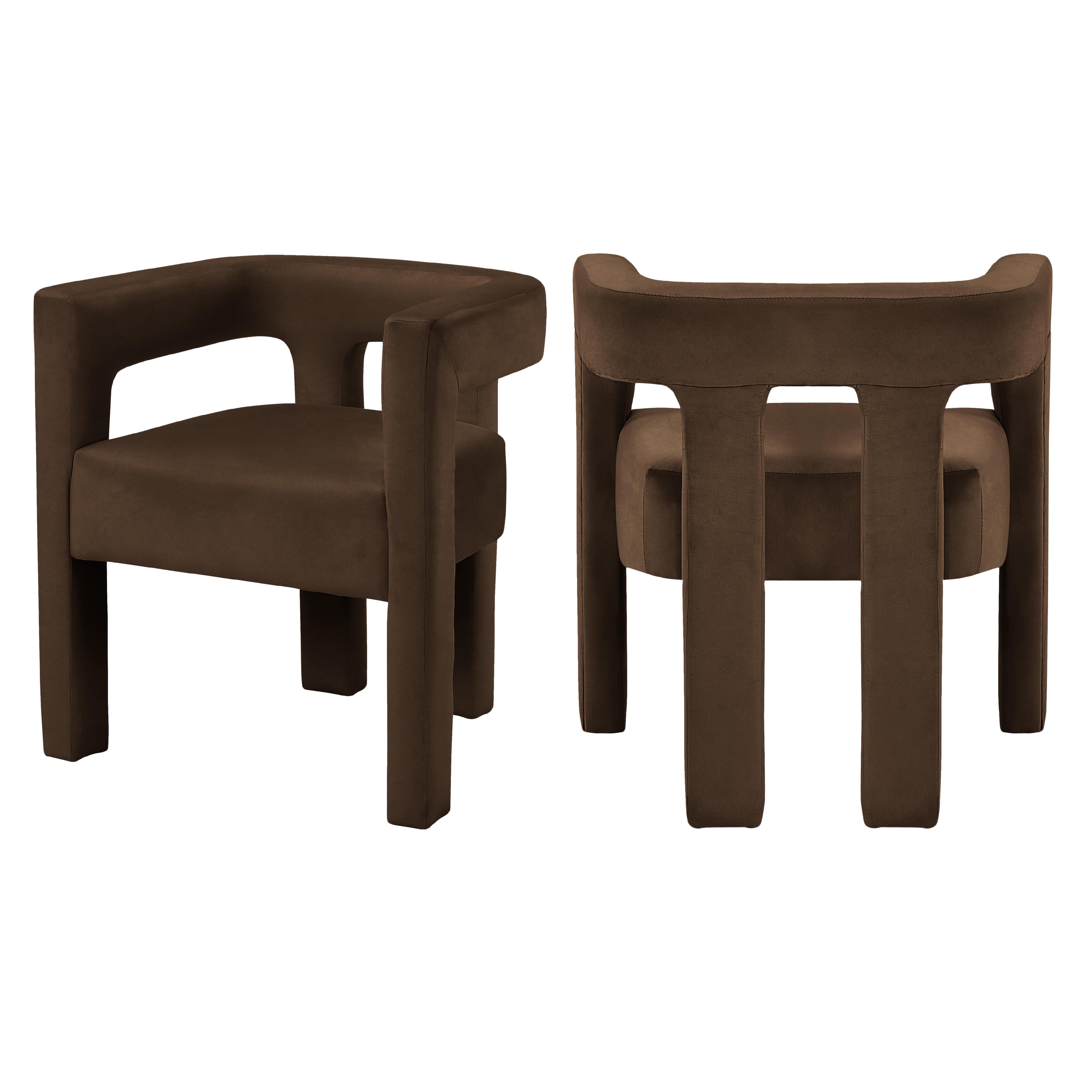 Meridian Athena Brown Velvet Dining Chair