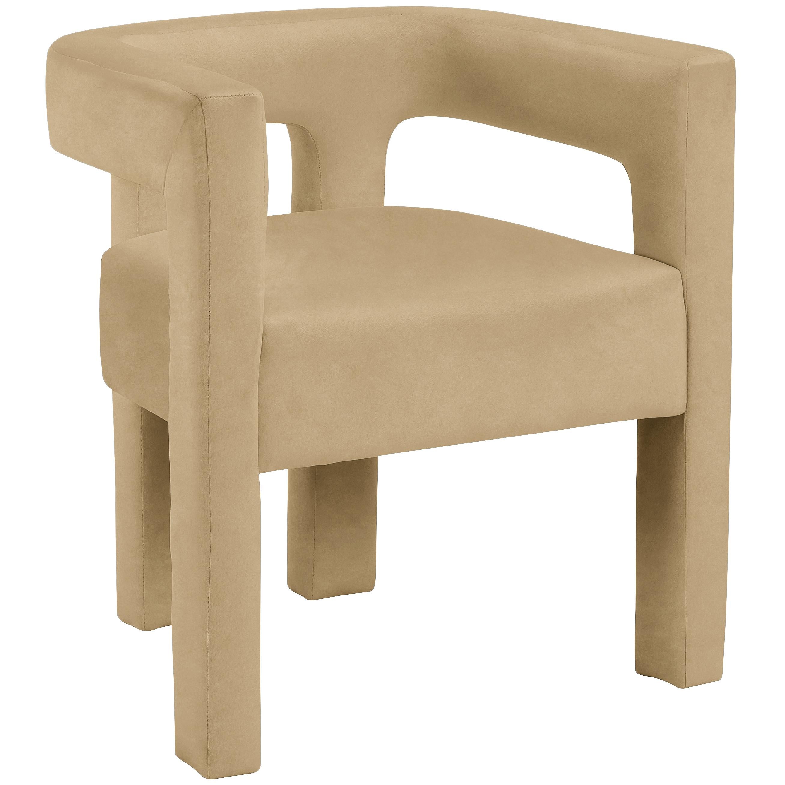 Meridian Athena Camel Velvet Dining Chair