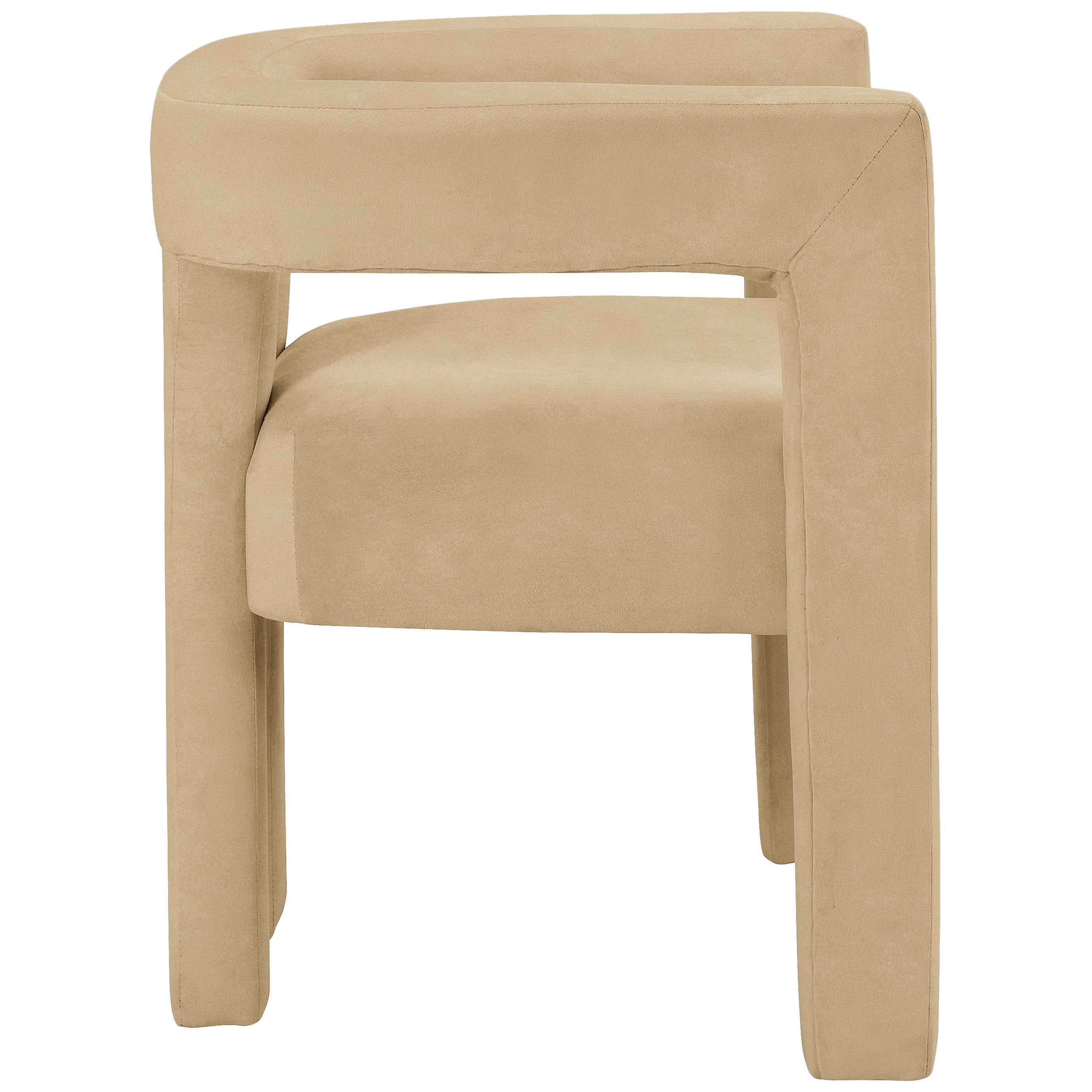 Meridian Athena Camel Velvet Dining Chair