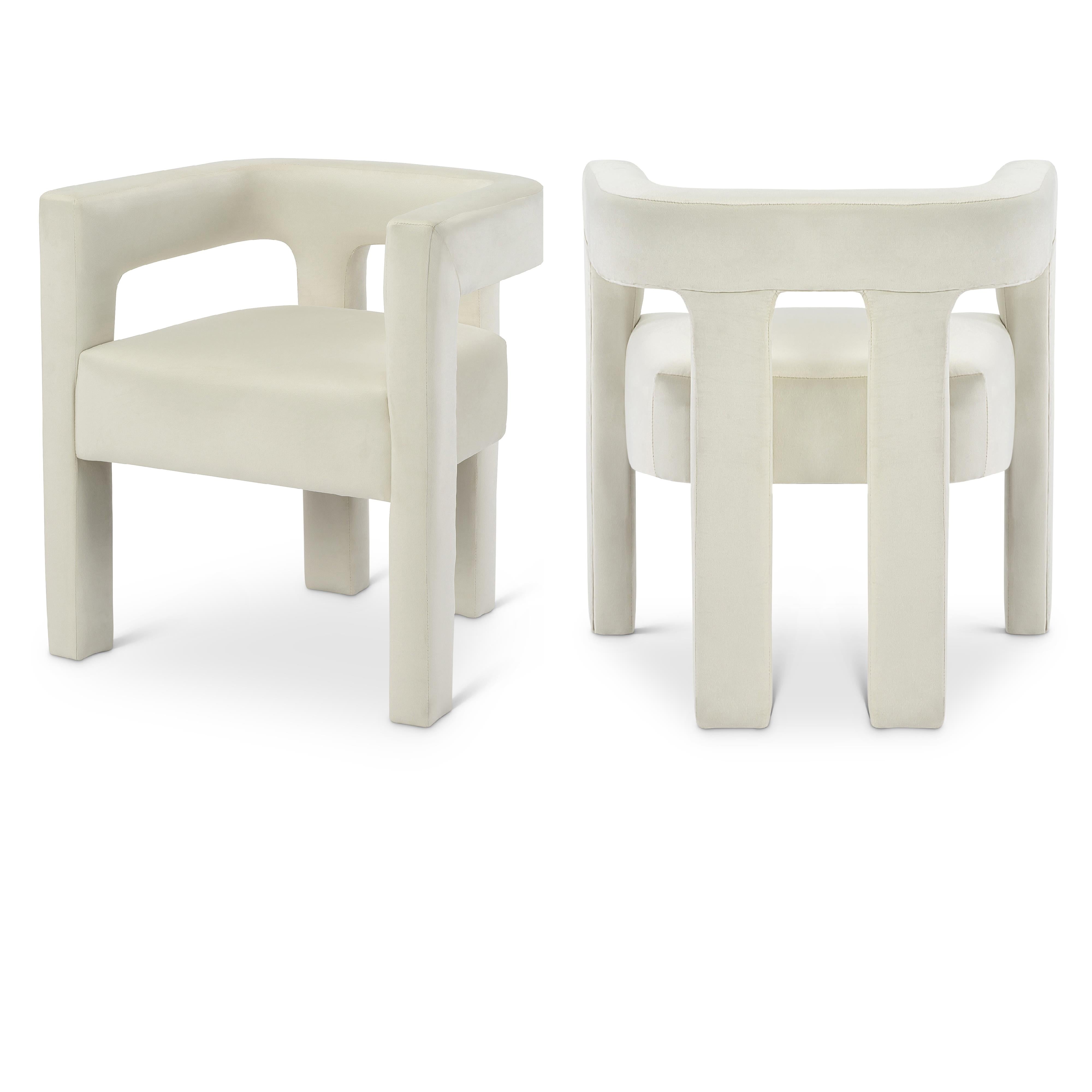 Meridian Athena Cream Velvet Dining Chair