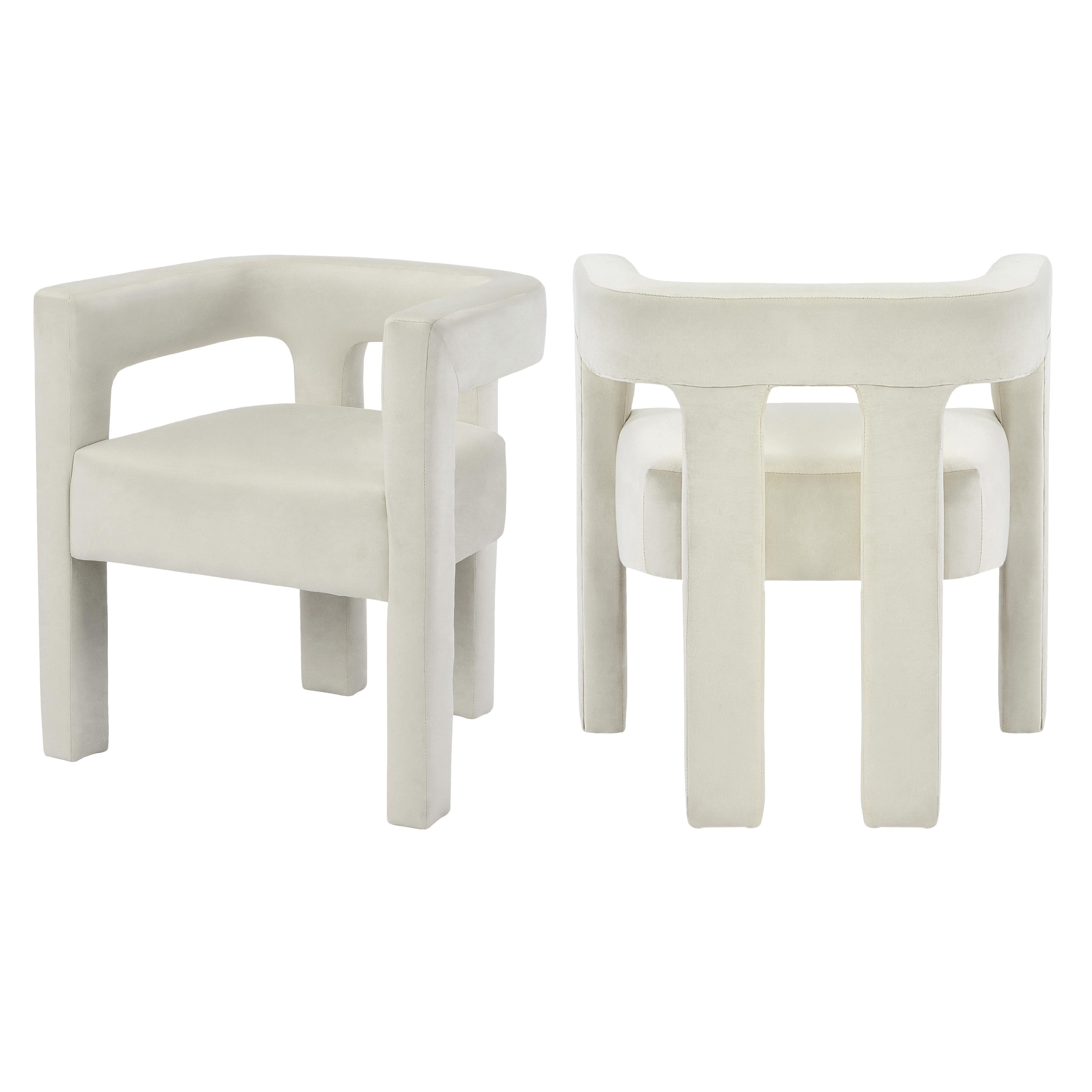 Meridian Athena Cream Velvet Dining Chair