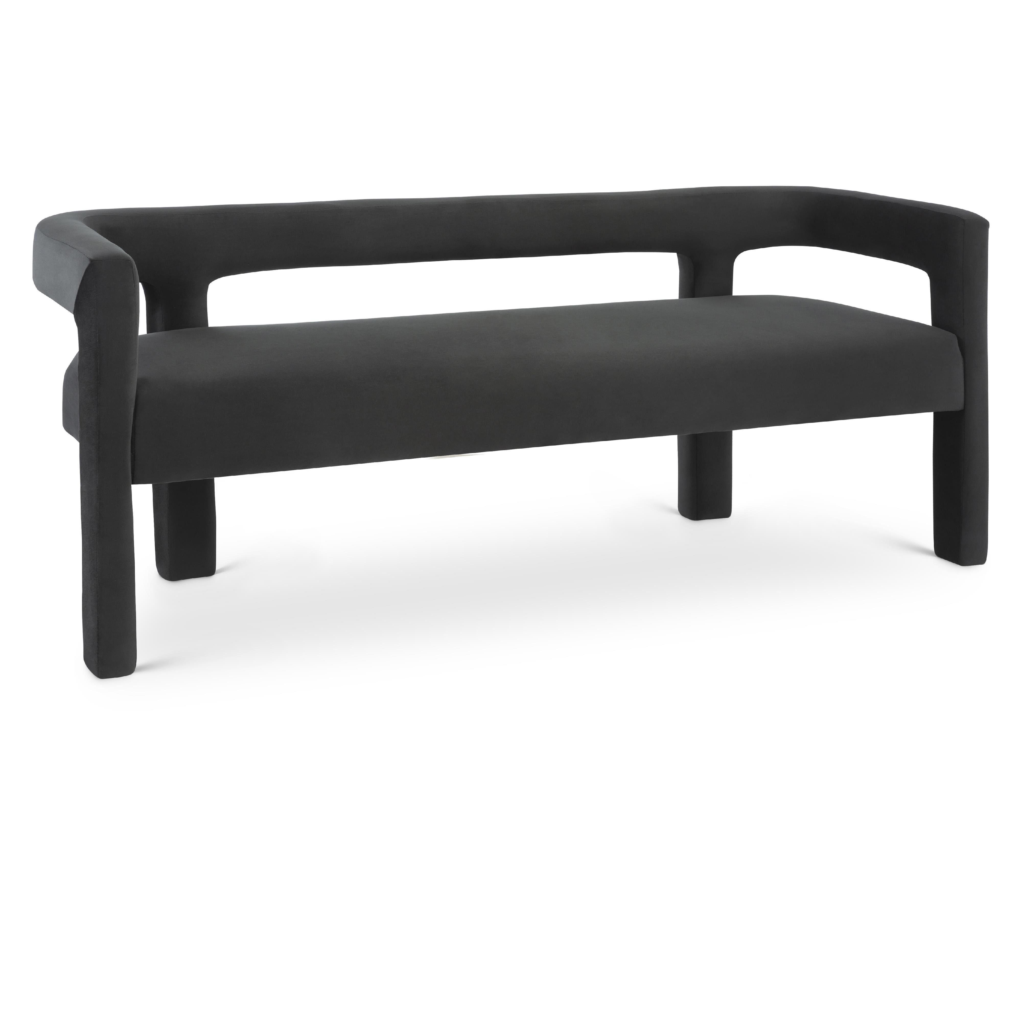 Meridian Athena Black Velvet Bench