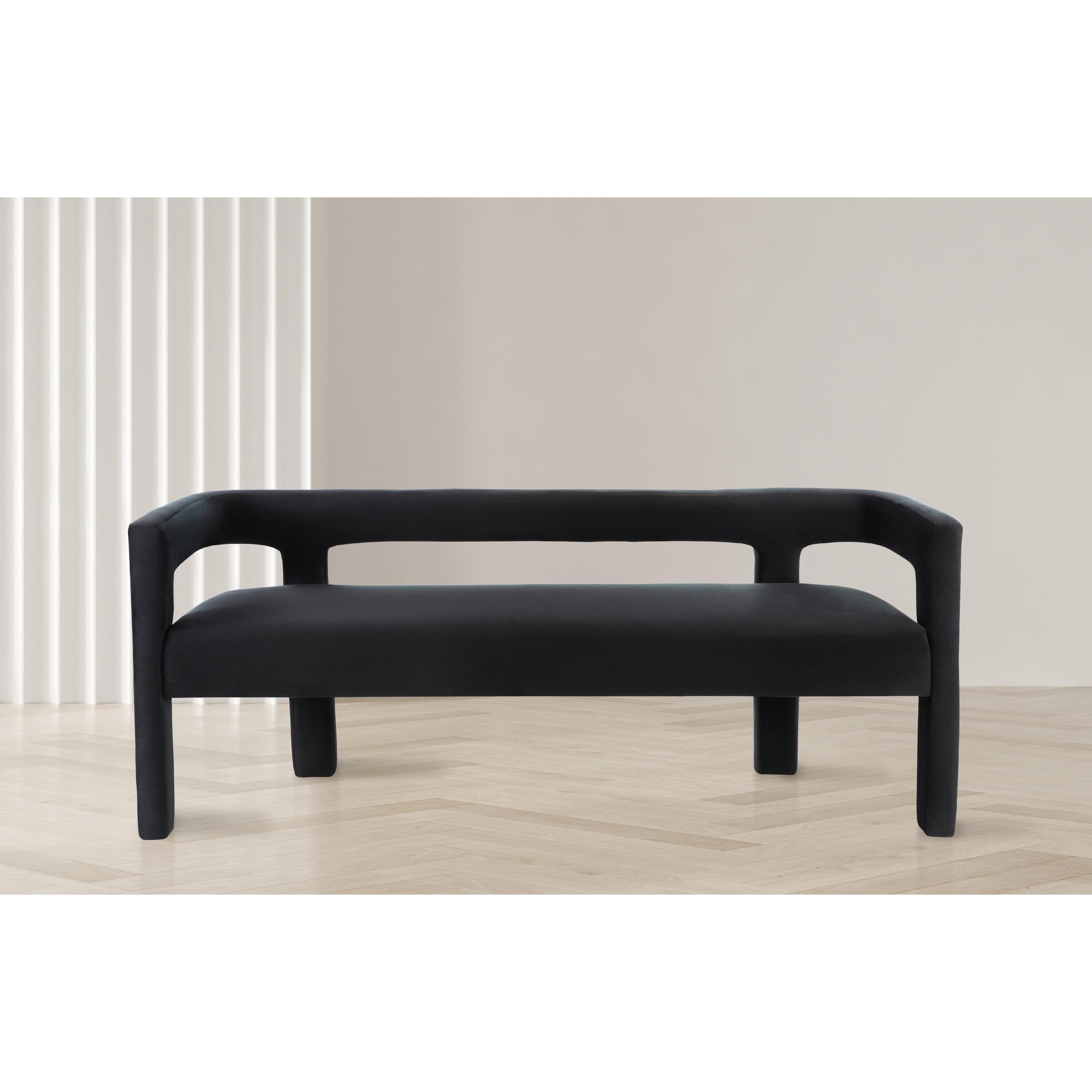 Meridian Athena Black Velvet Bench