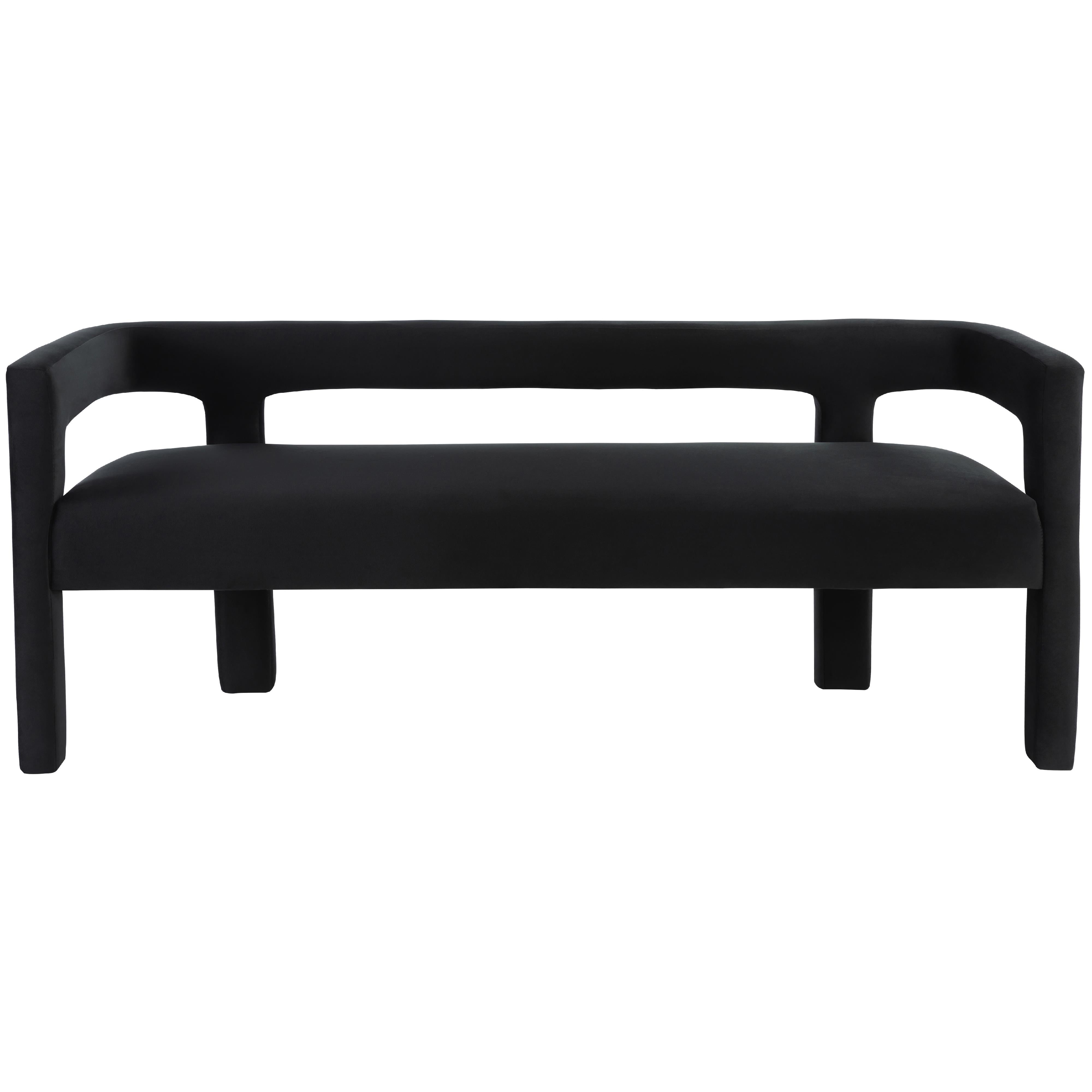 Meridian Athena Black Velvet Bench