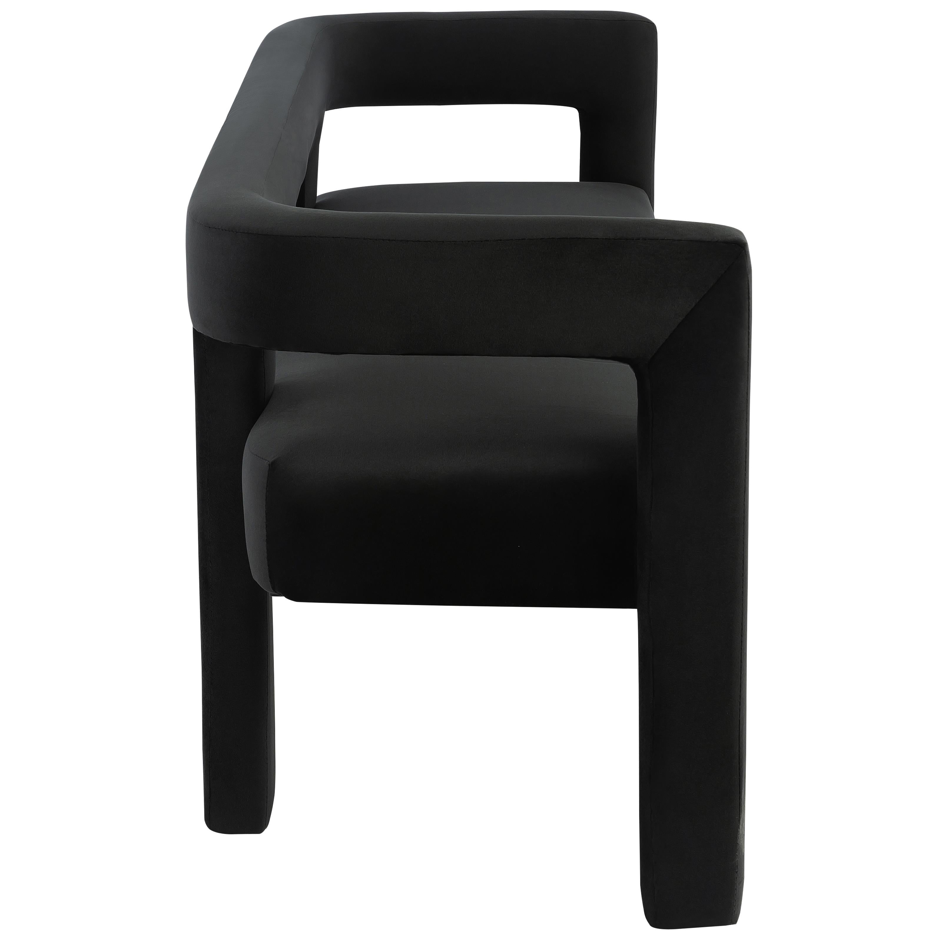 Meridian Athena Black Velvet Bench