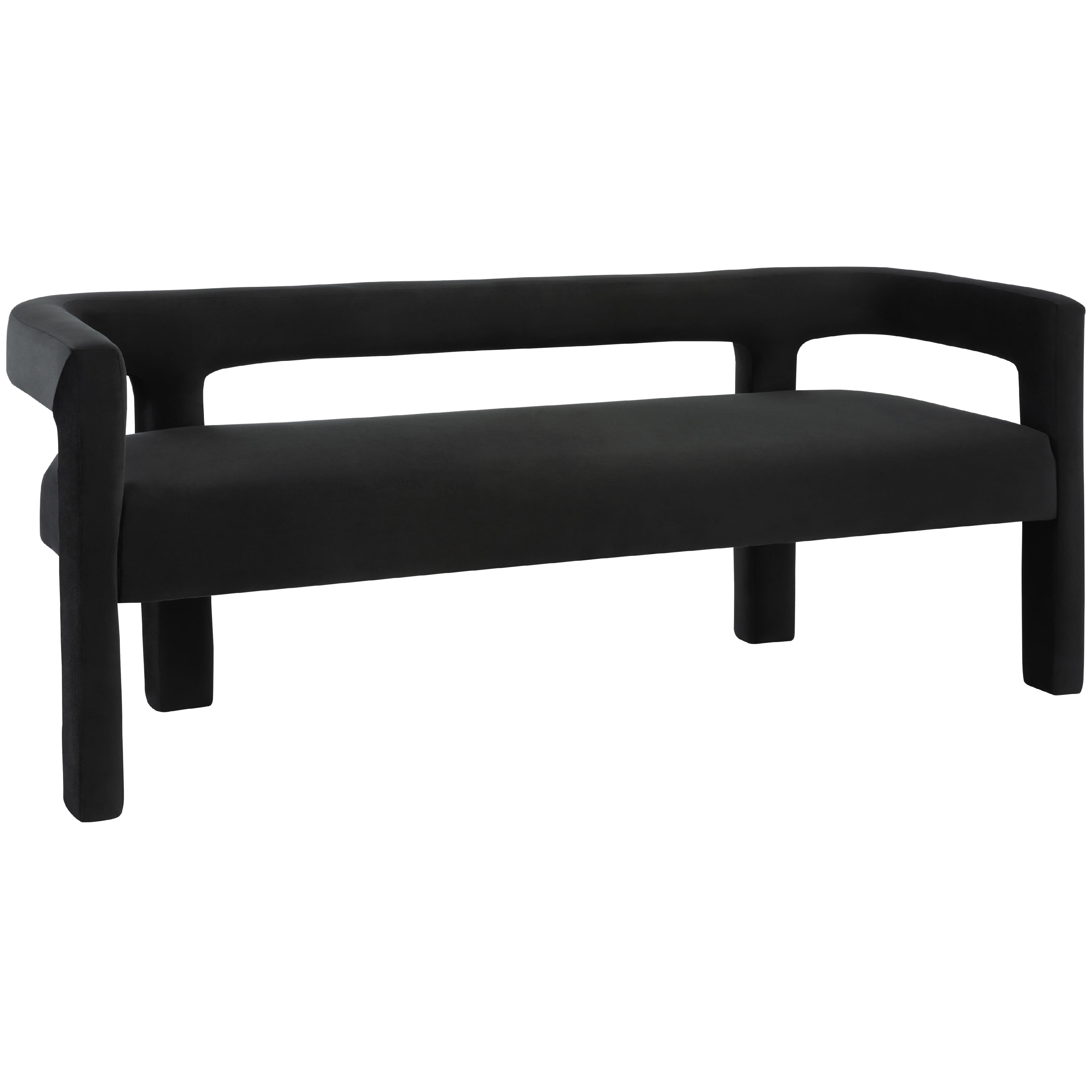 Meridian Athena Black Velvet Bench