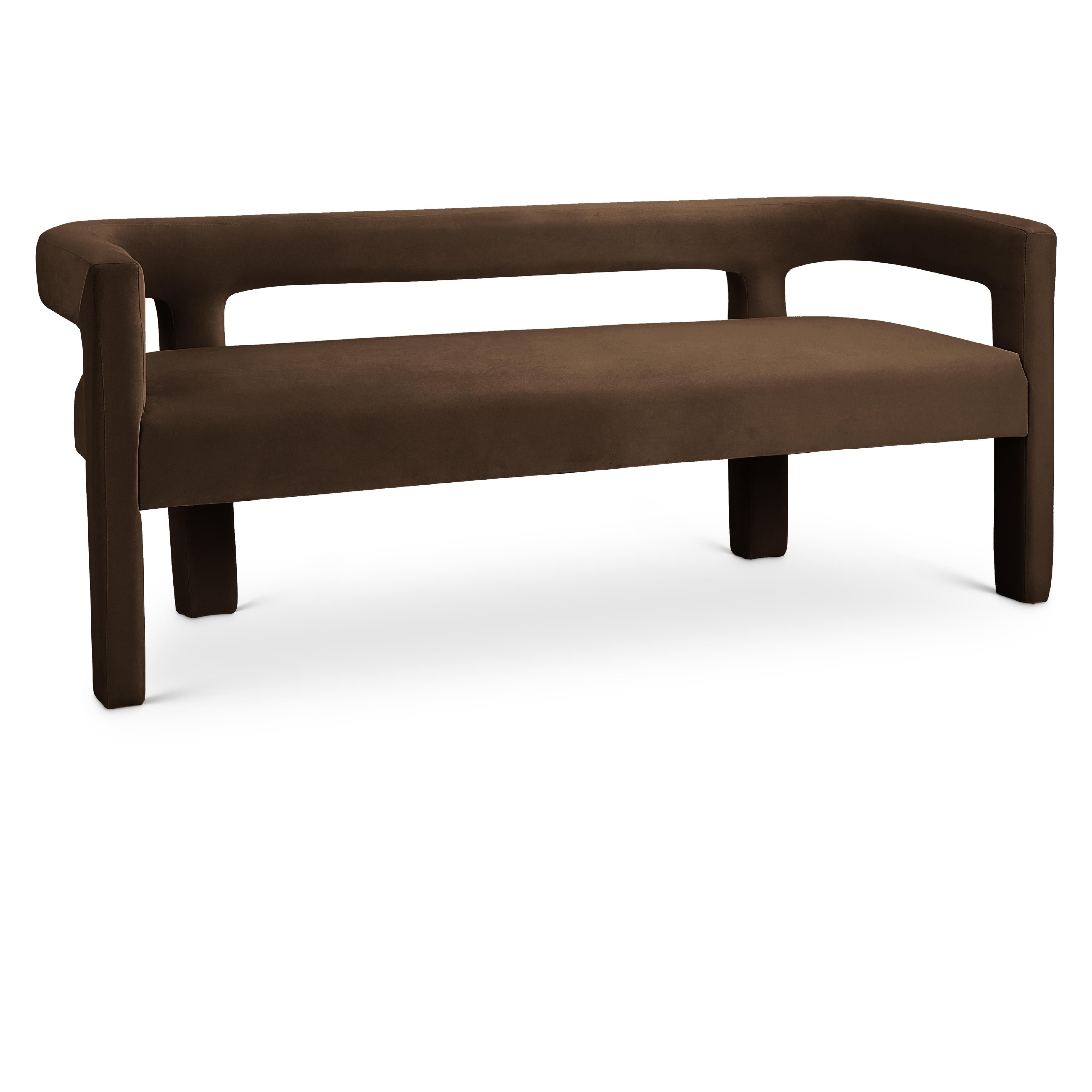 Meridian Athena Brown Velvet Bench