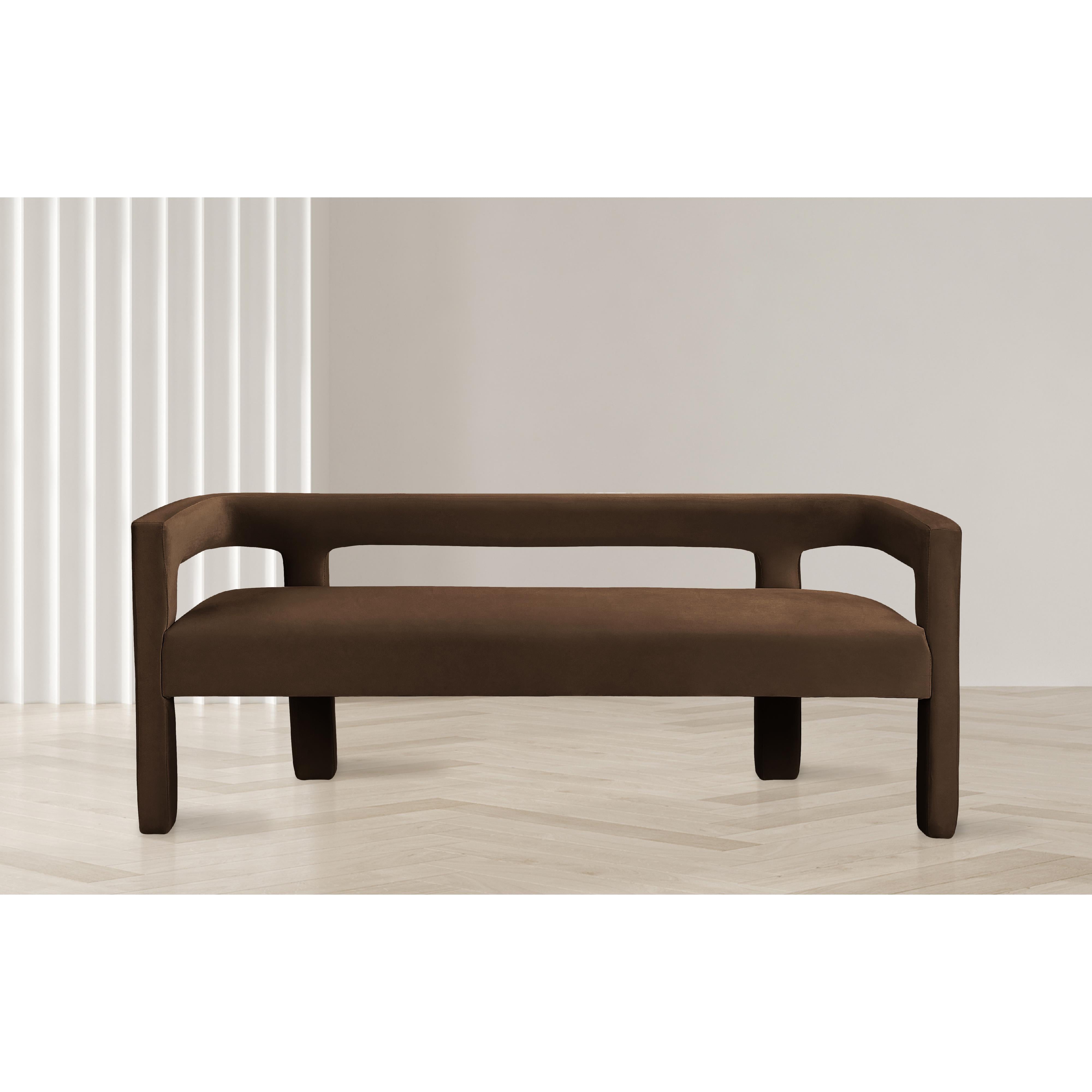 Meridian Athena Brown Velvet Bench