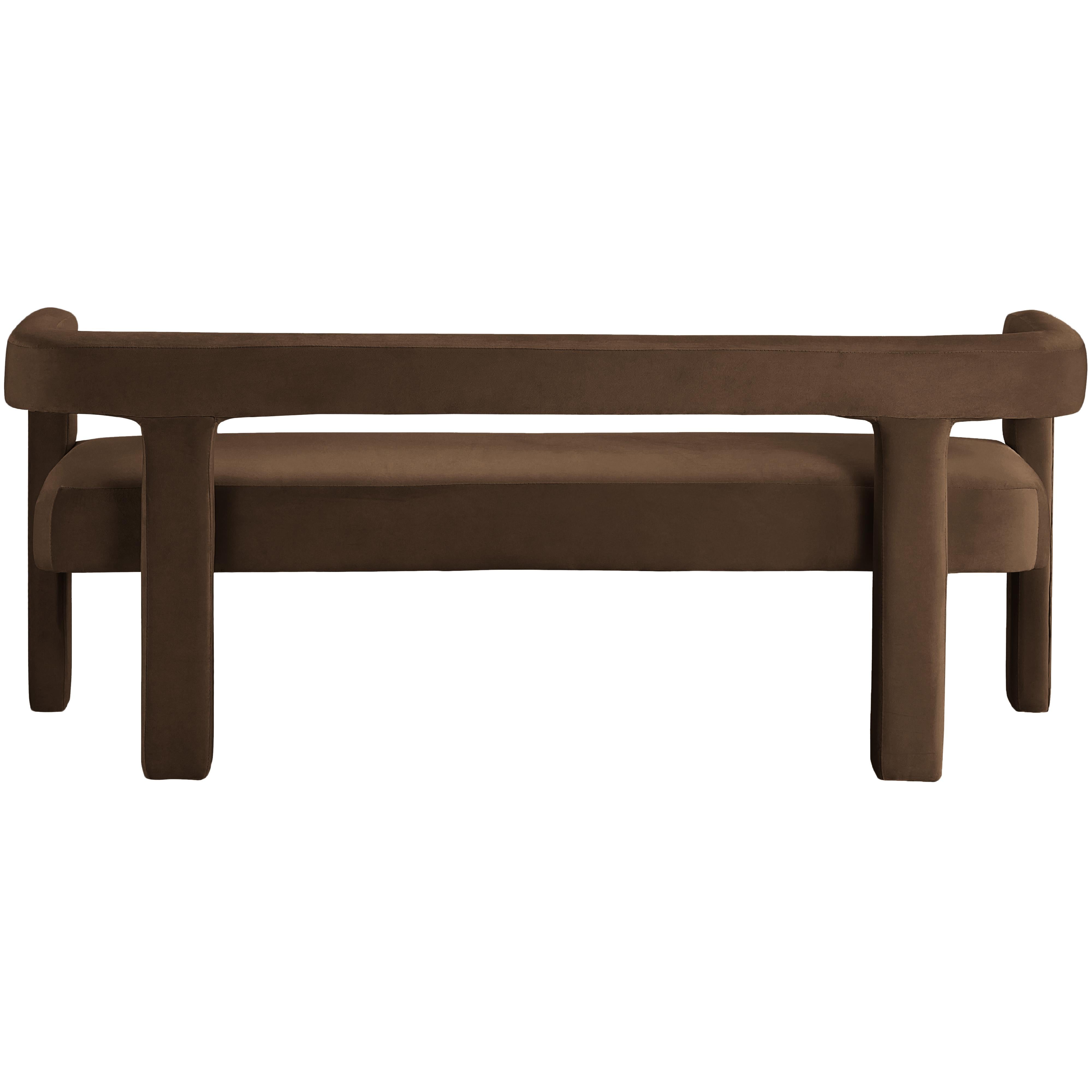 Meridian Athena Brown Velvet Bench