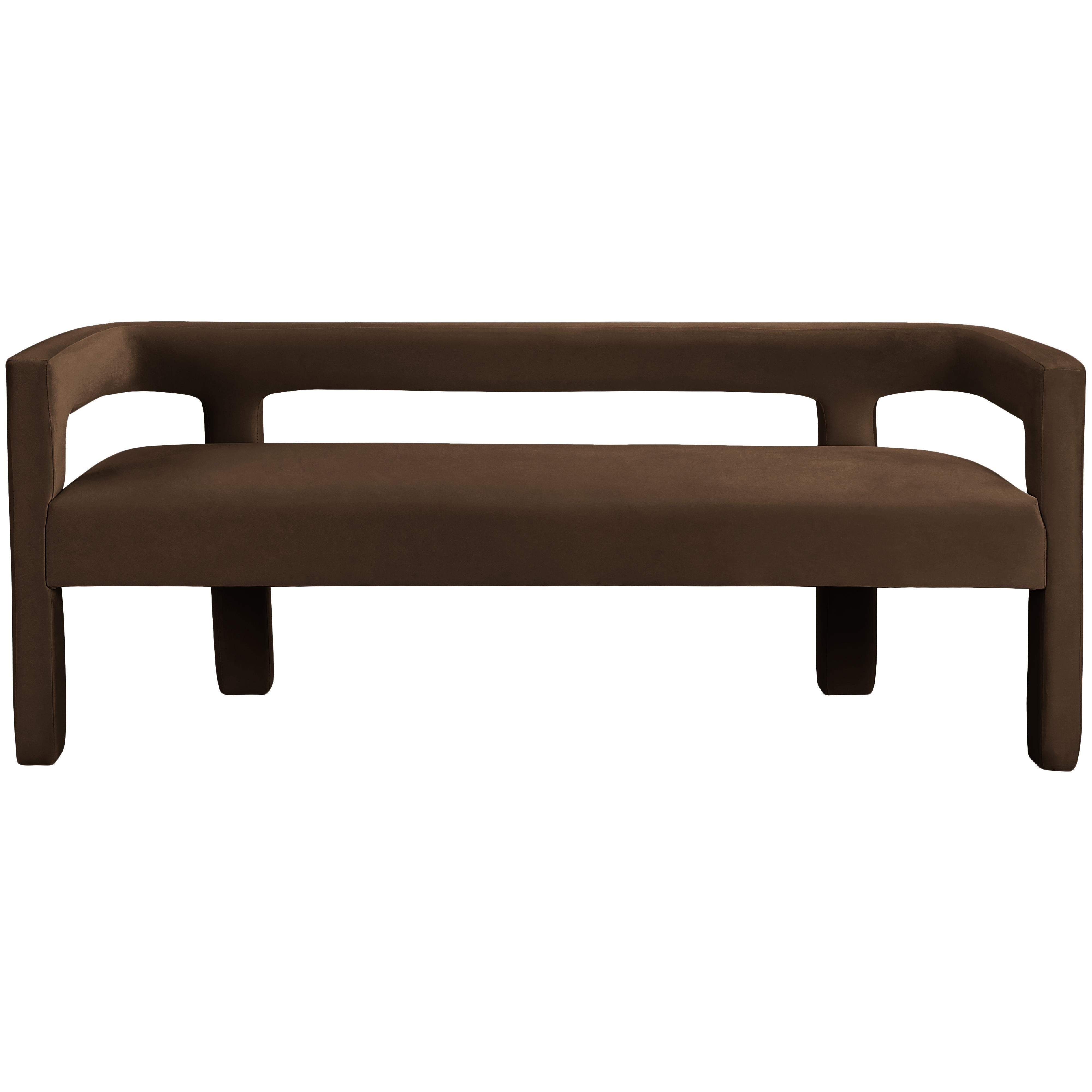 Meridian Athena Brown Velvet Bench