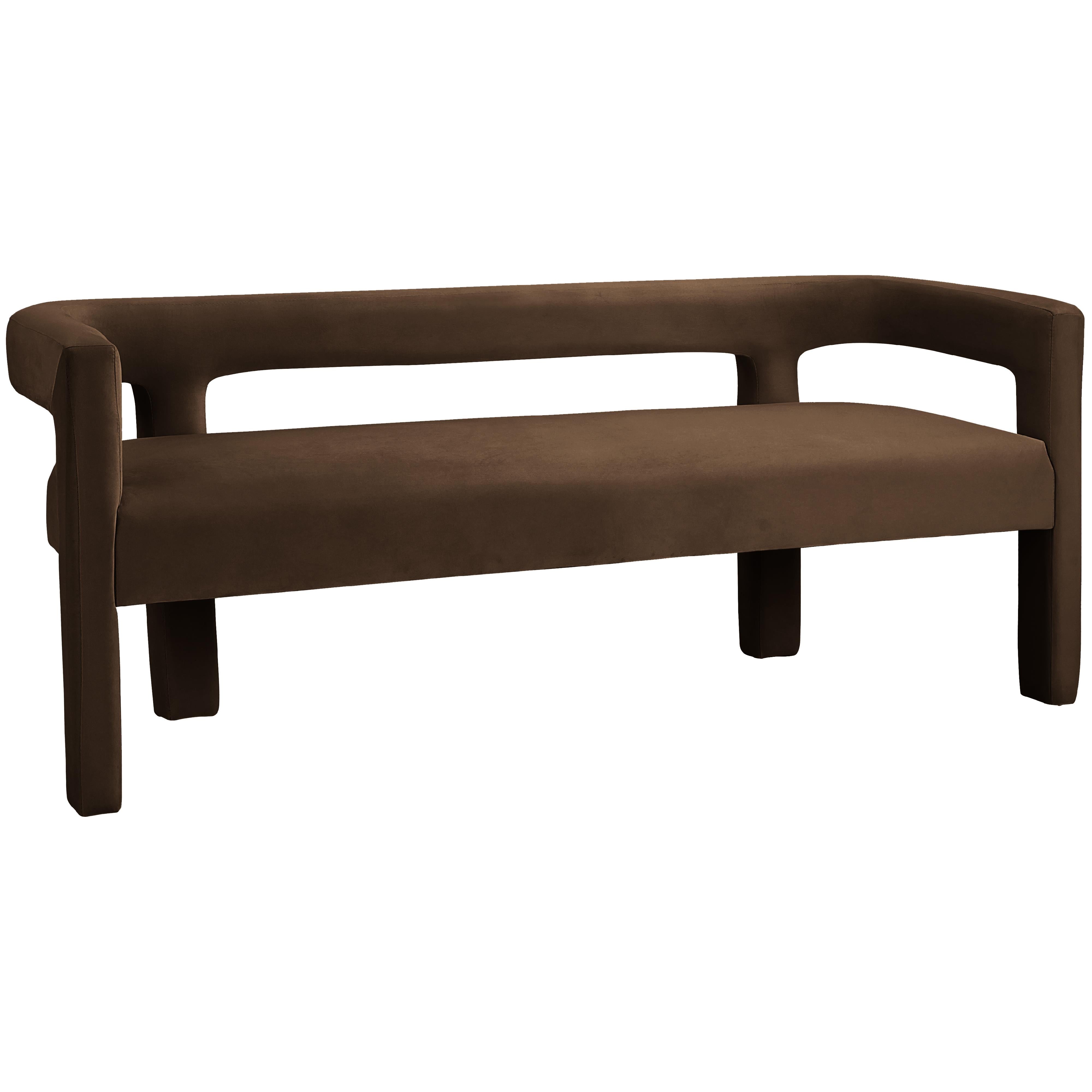 Meridian Athena Brown Velvet Bench