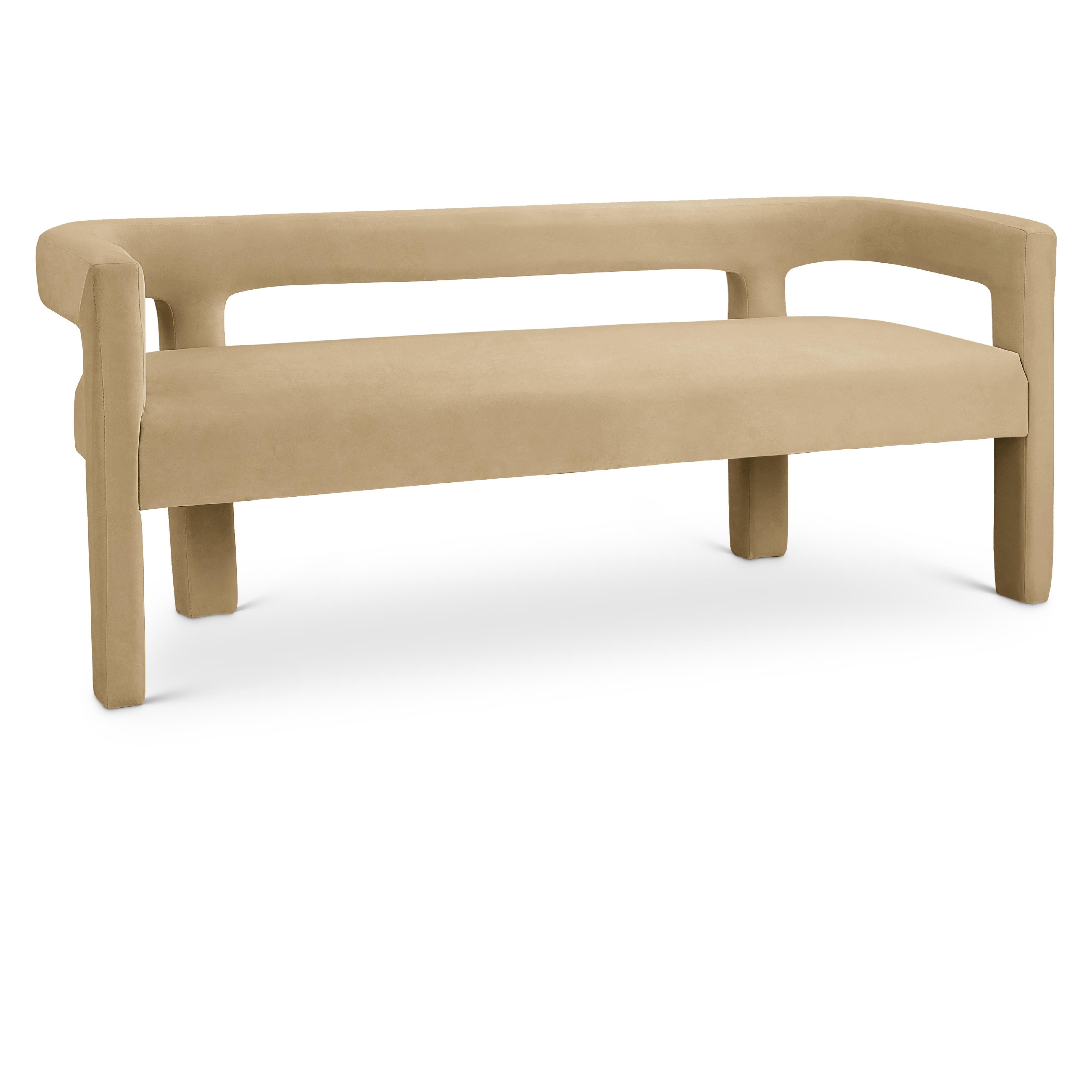 Meridian Athena Camel Velvet Bench