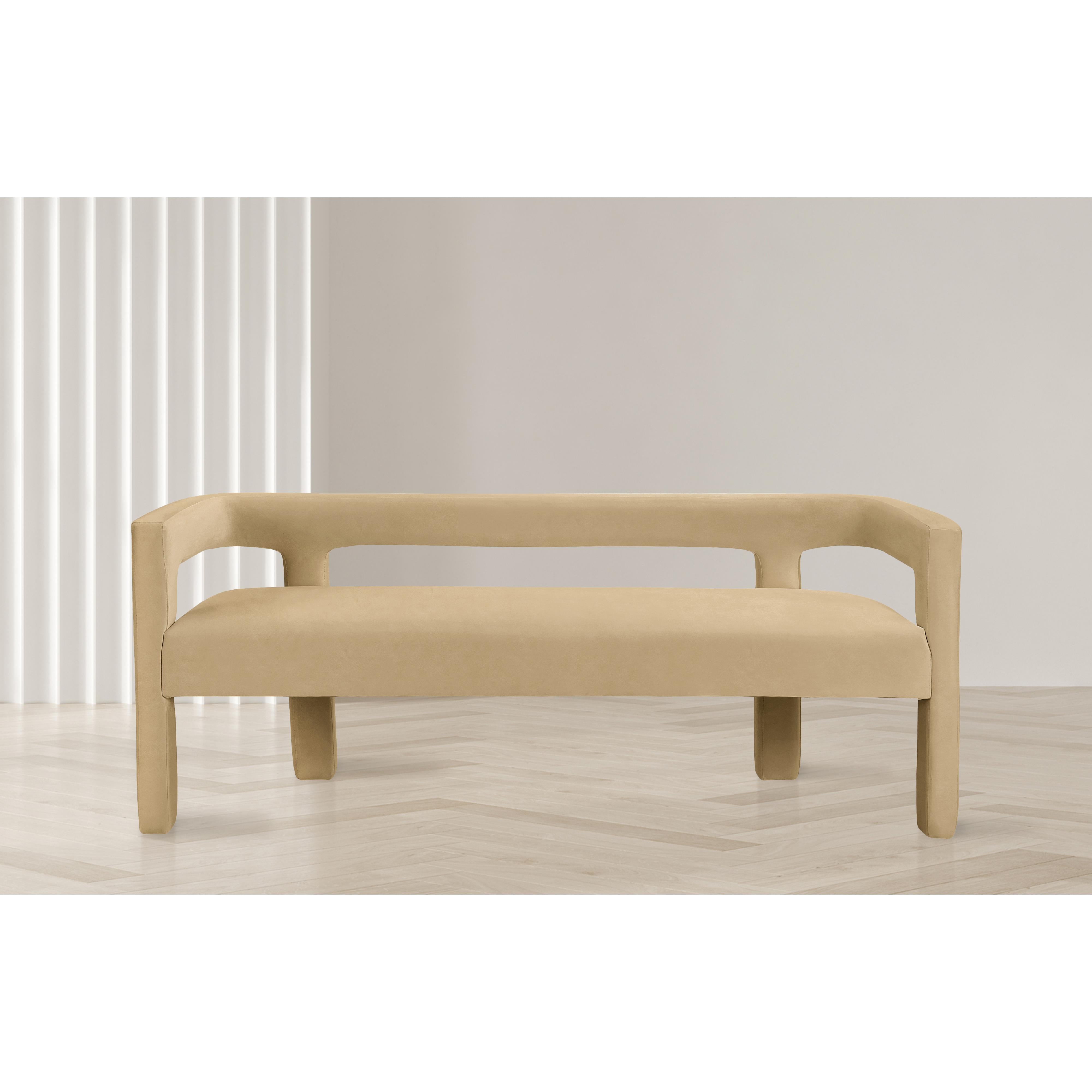 Meridian Athena Camel Velvet Bench