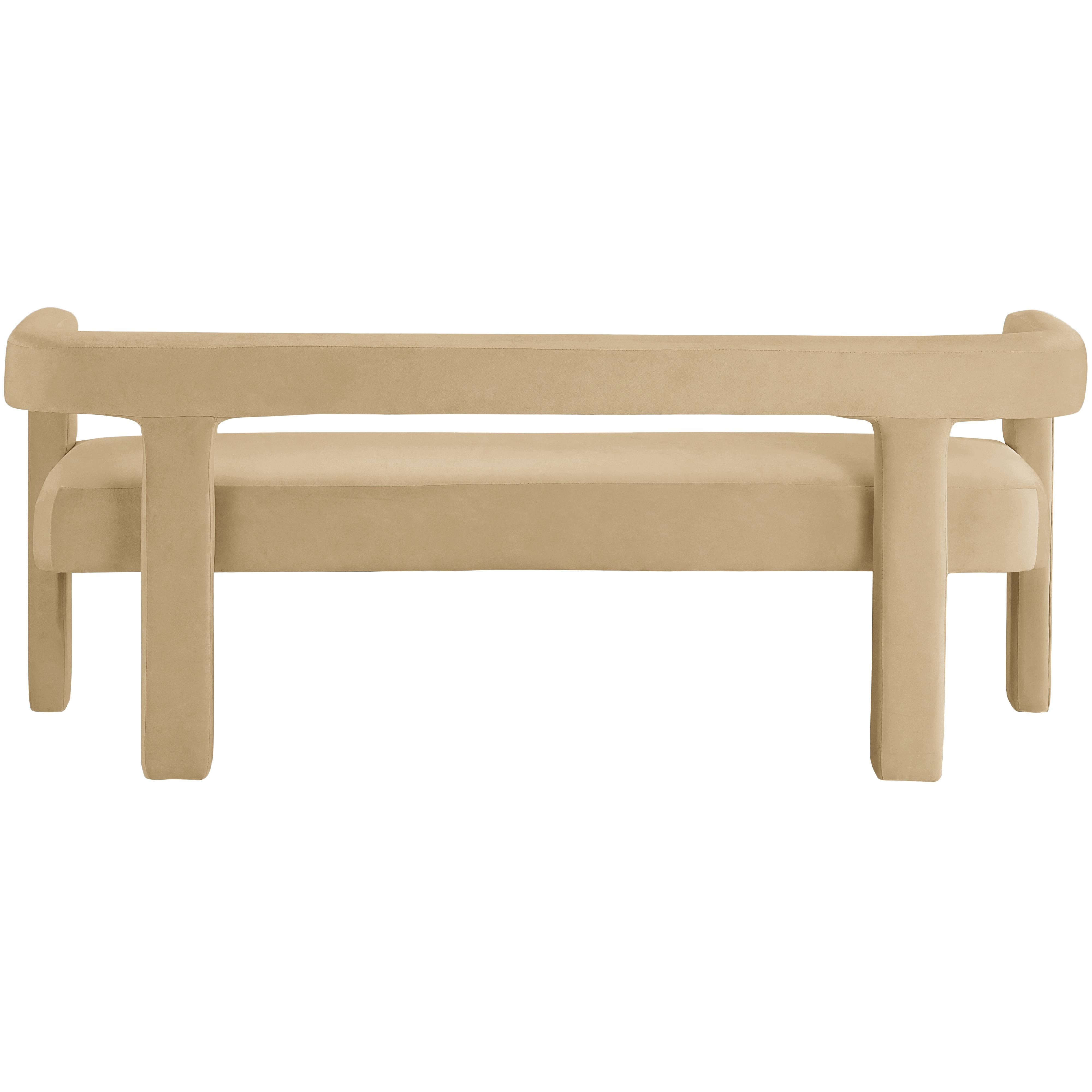 Meridian Athena Camel Velvet Bench