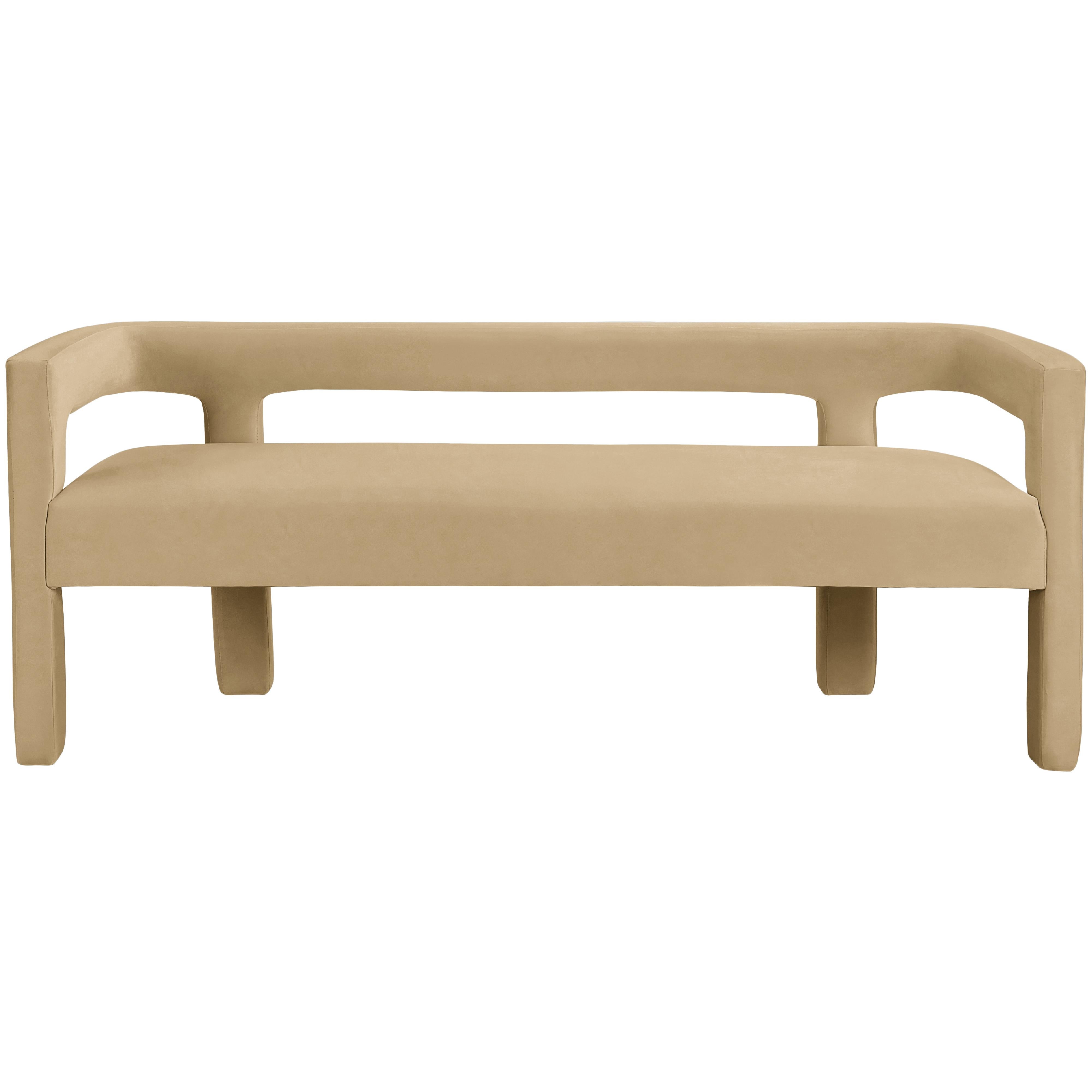 Meridian Athena Camel Velvet Bench