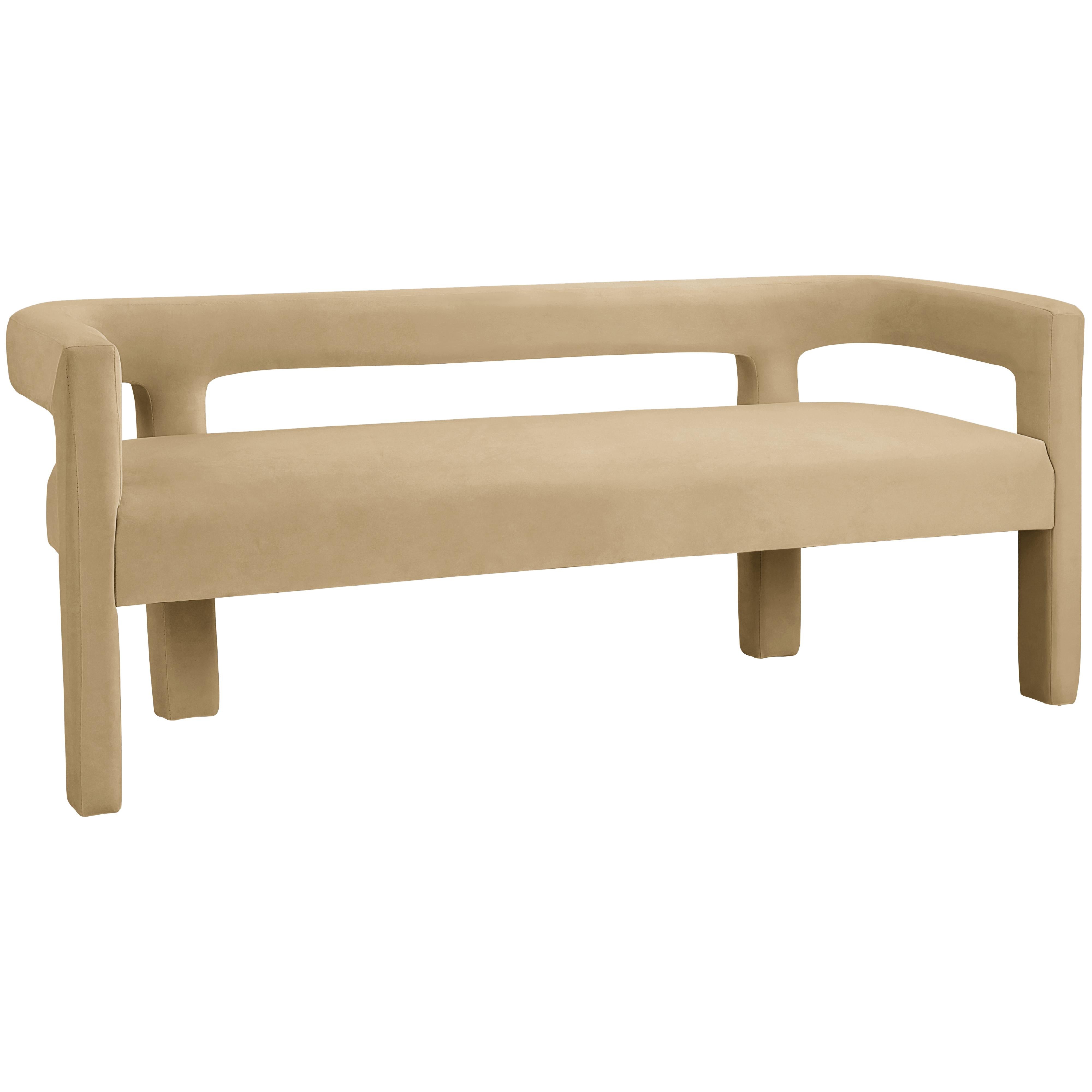 Meridian Athena Camel Velvet Bench