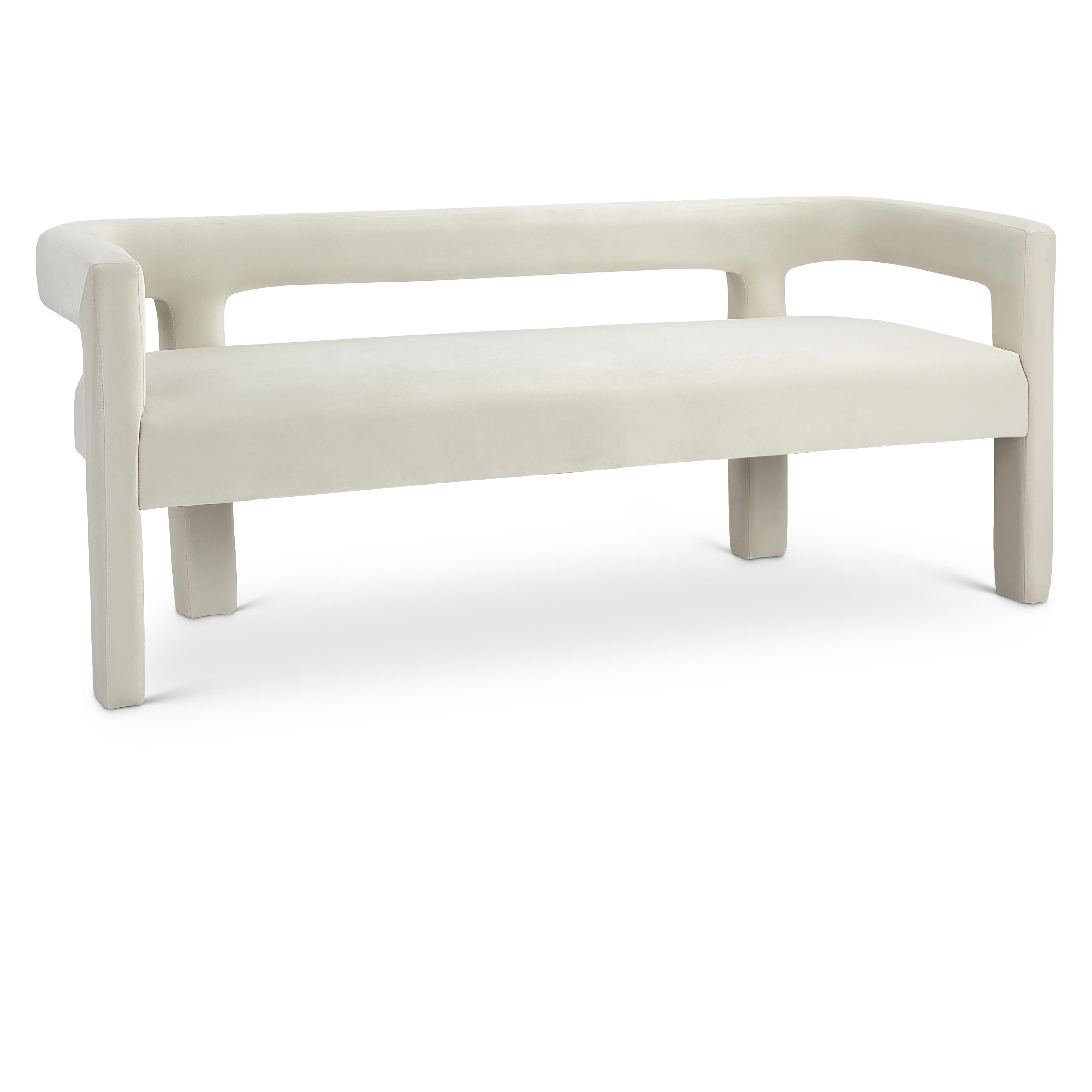 Meridian Athena Cream Velvet Bench