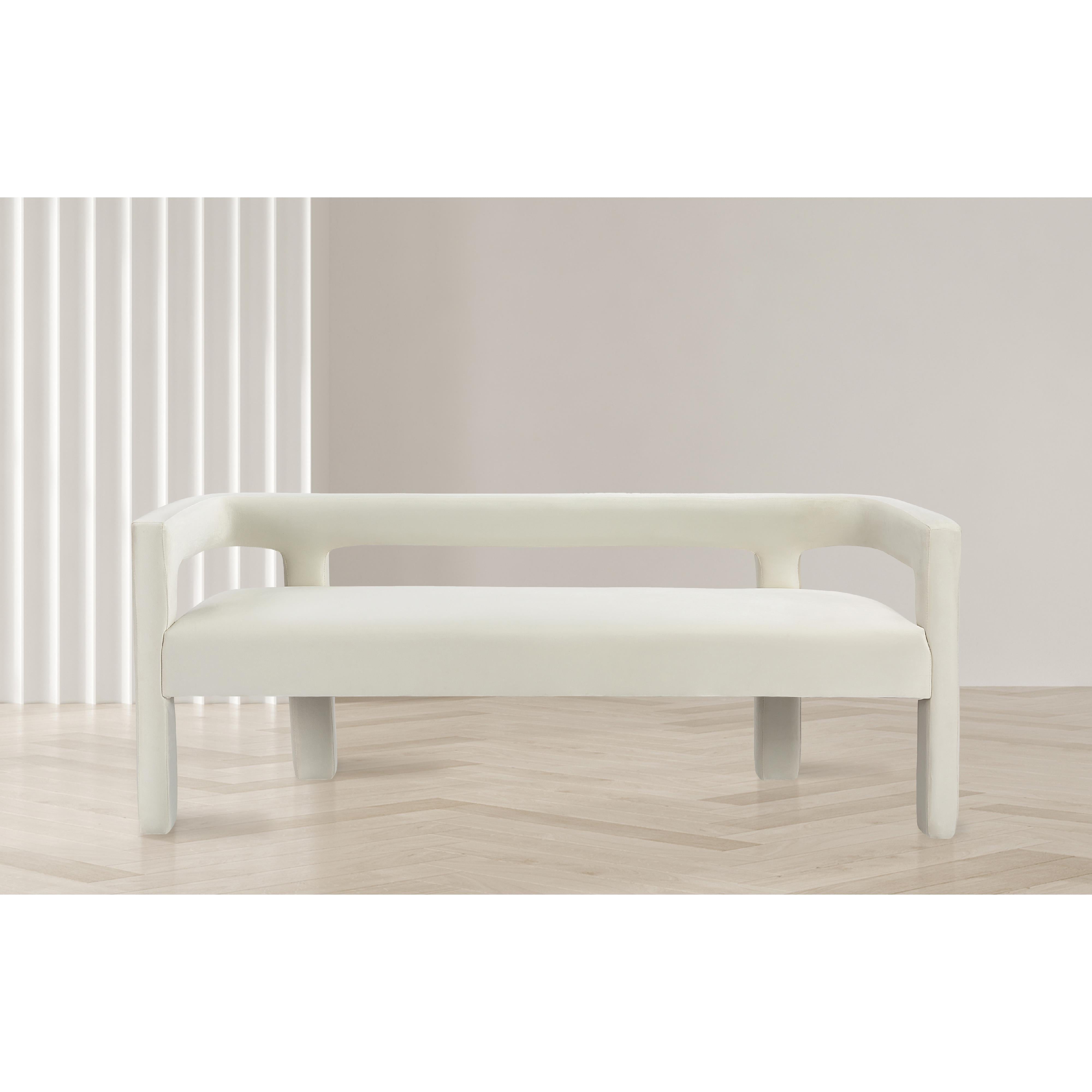 Meridian Athena Cream Velvet Bench