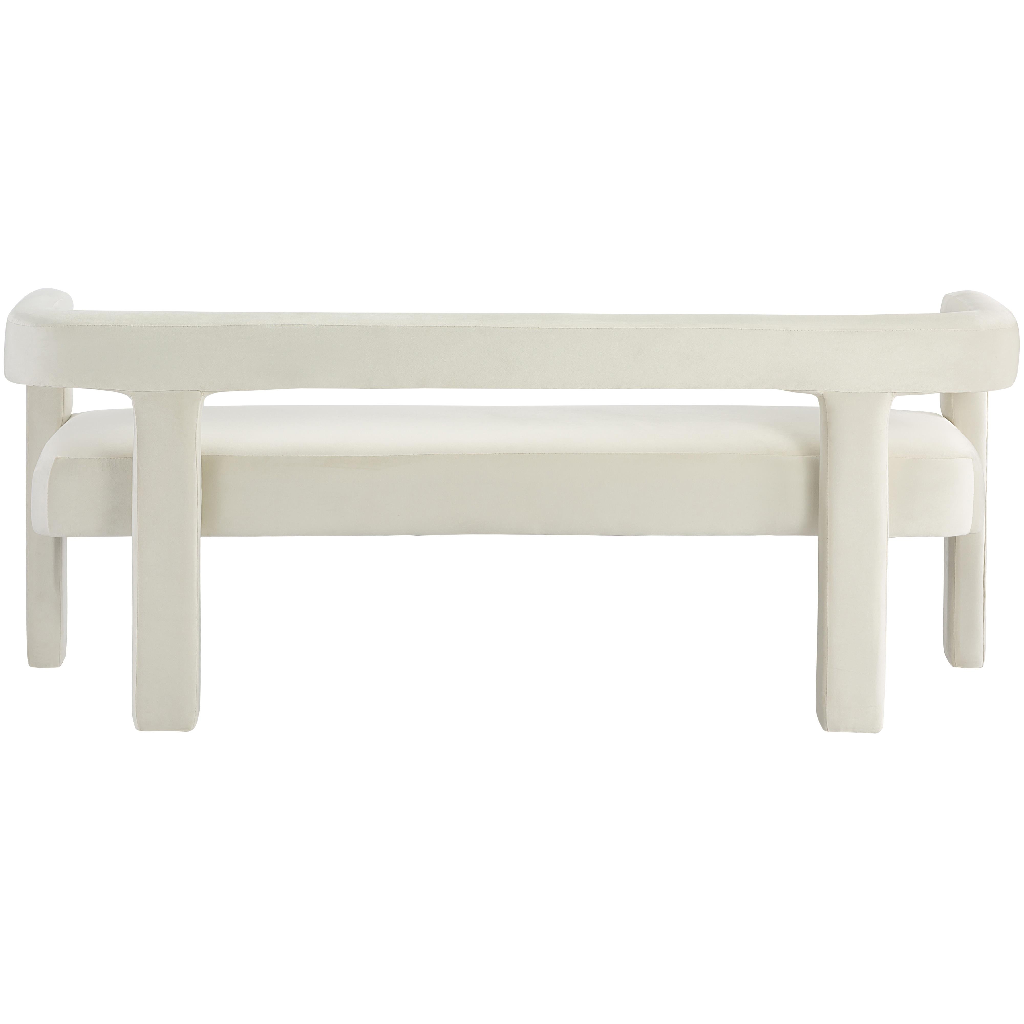 Meridian Athena Cream Velvet Bench