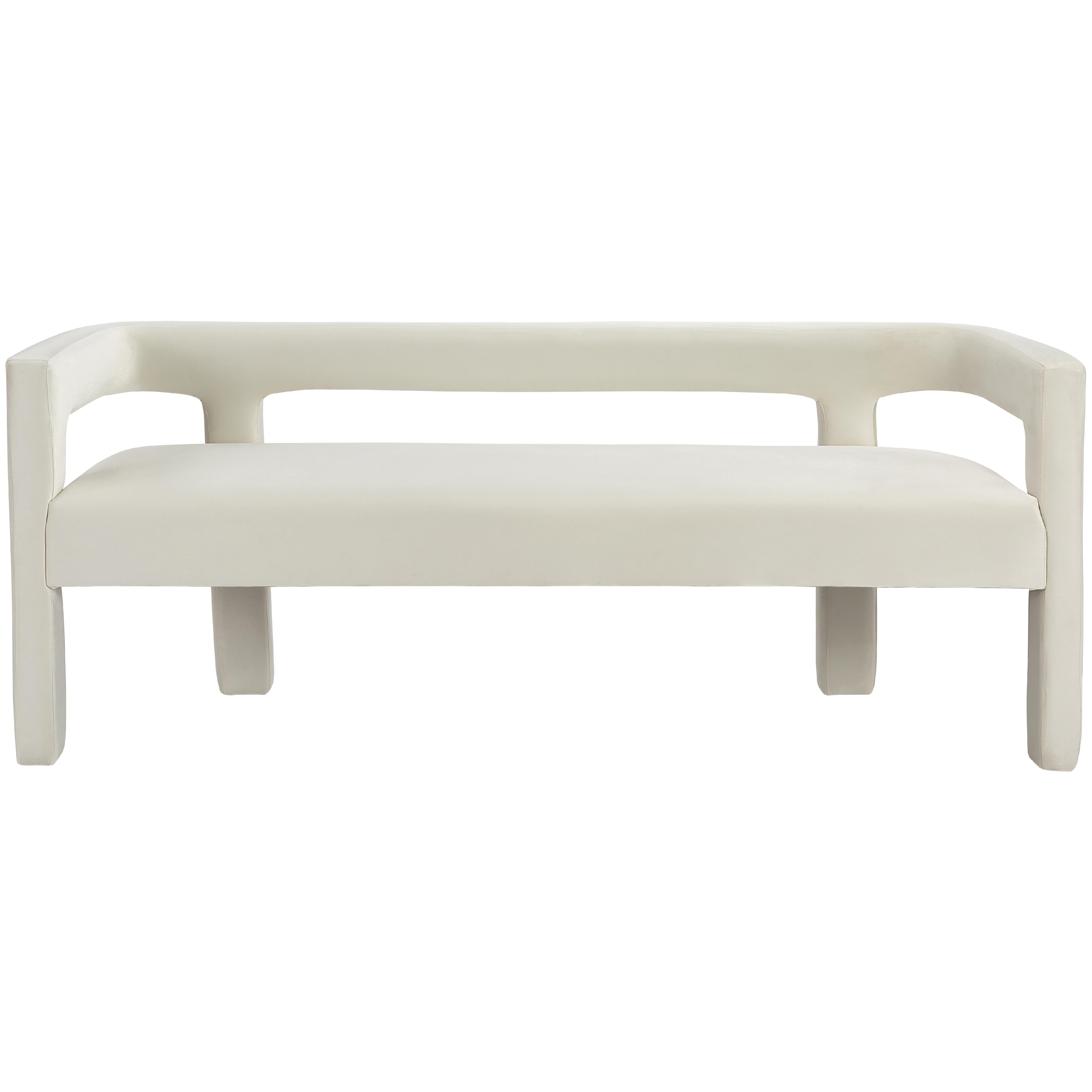 Meridian Athena Cream Velvet Bench