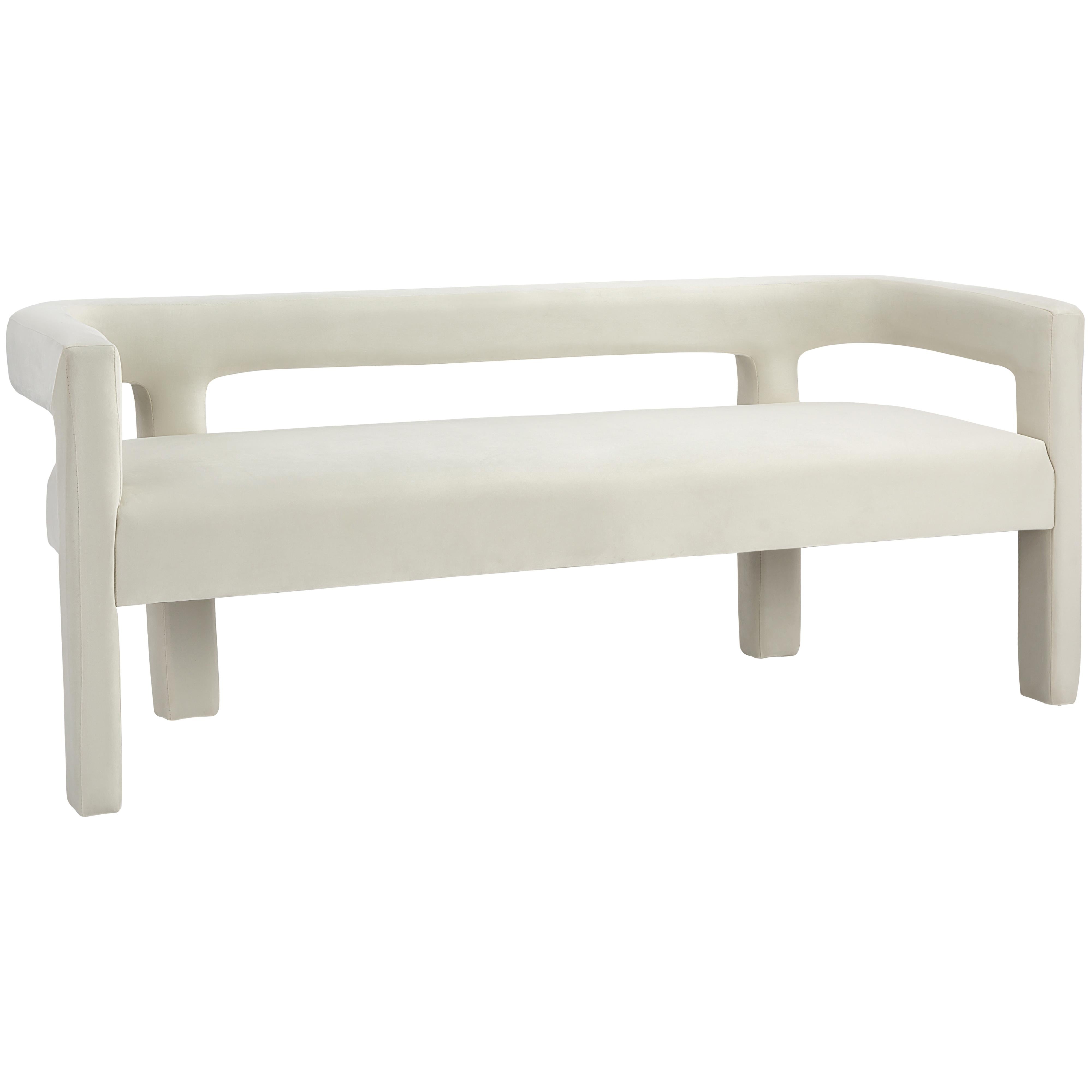 Meridian Athena Cream Velvet Bench