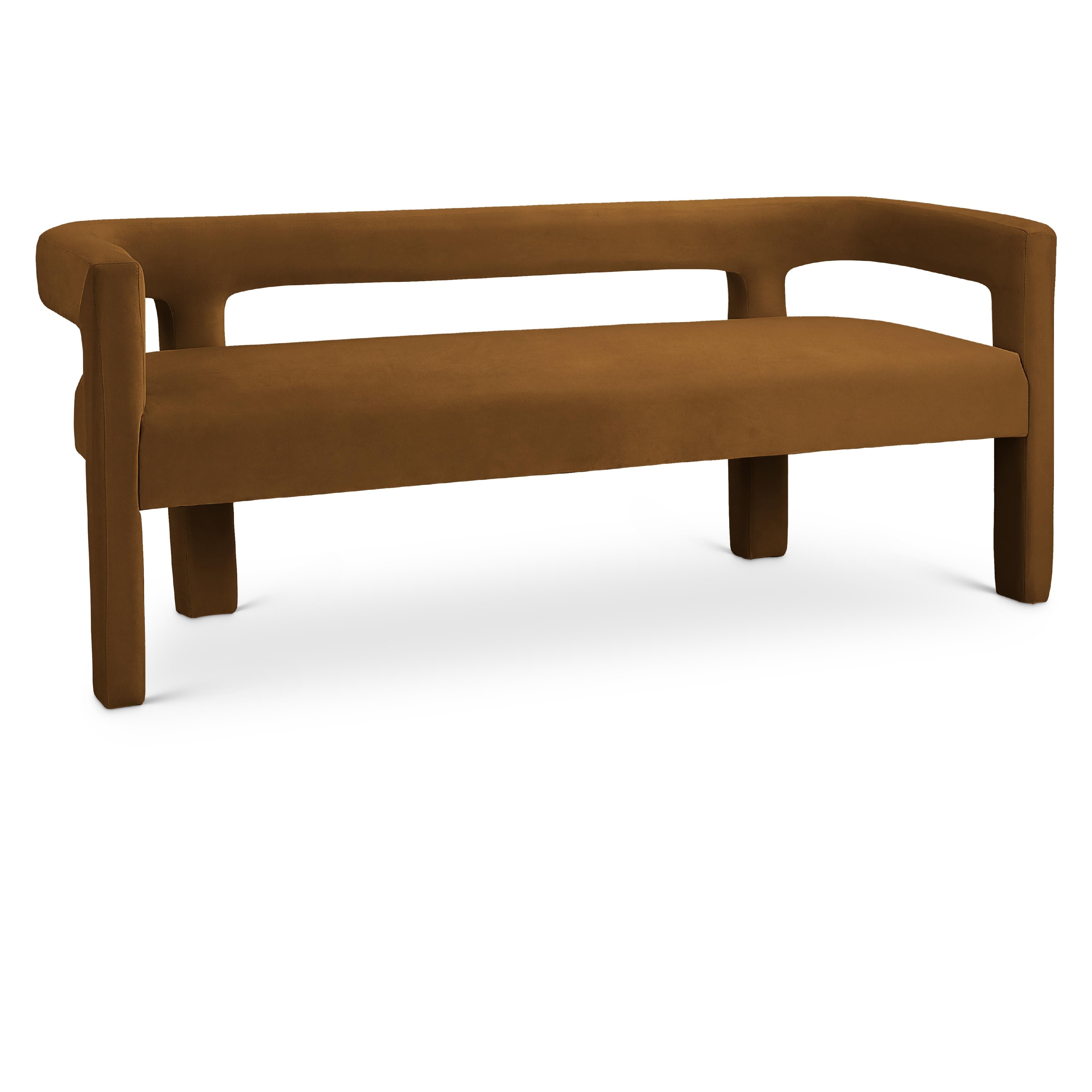 Meridian Athena Saddle Velvet Bench