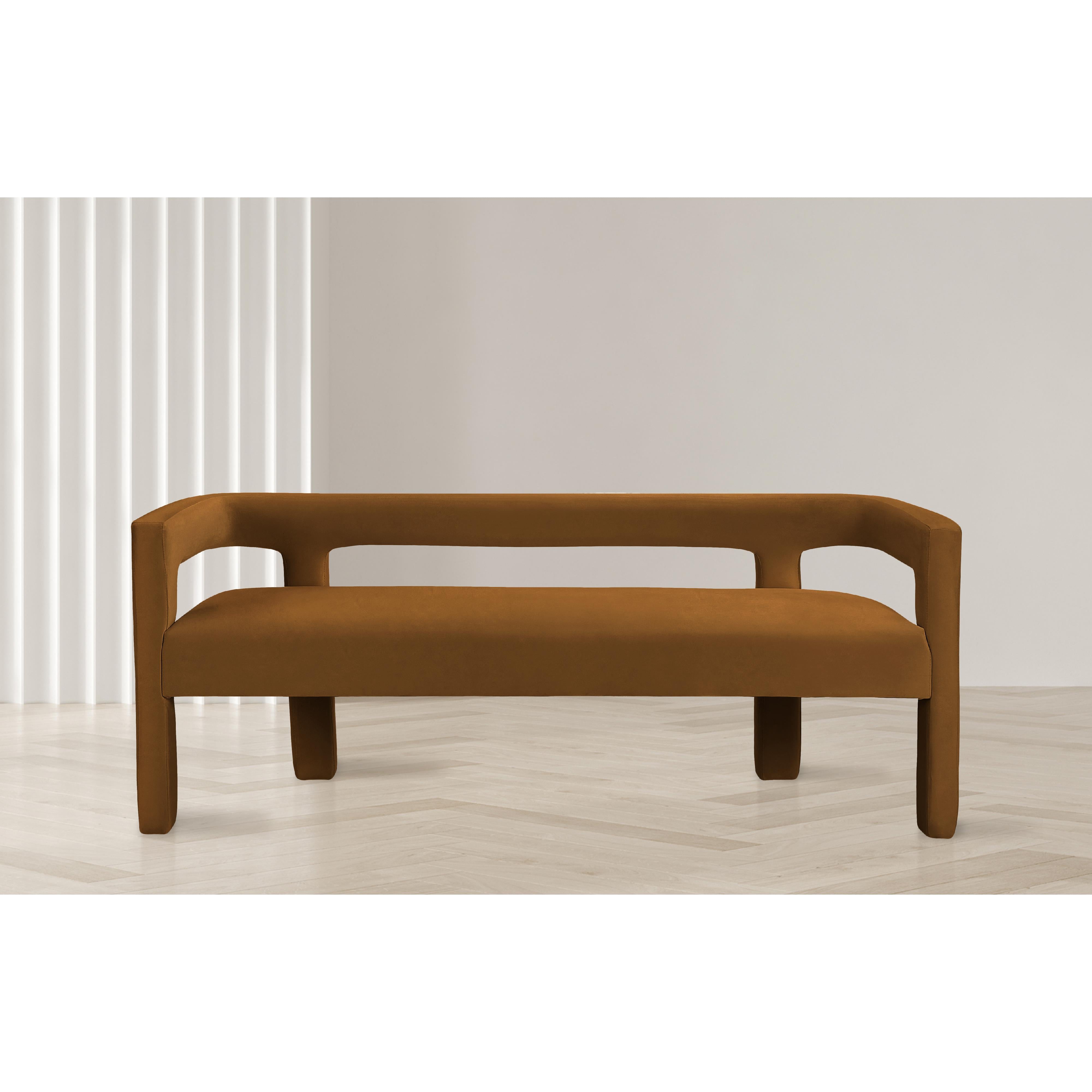 Meridian Athena Saddle Velvet Bench