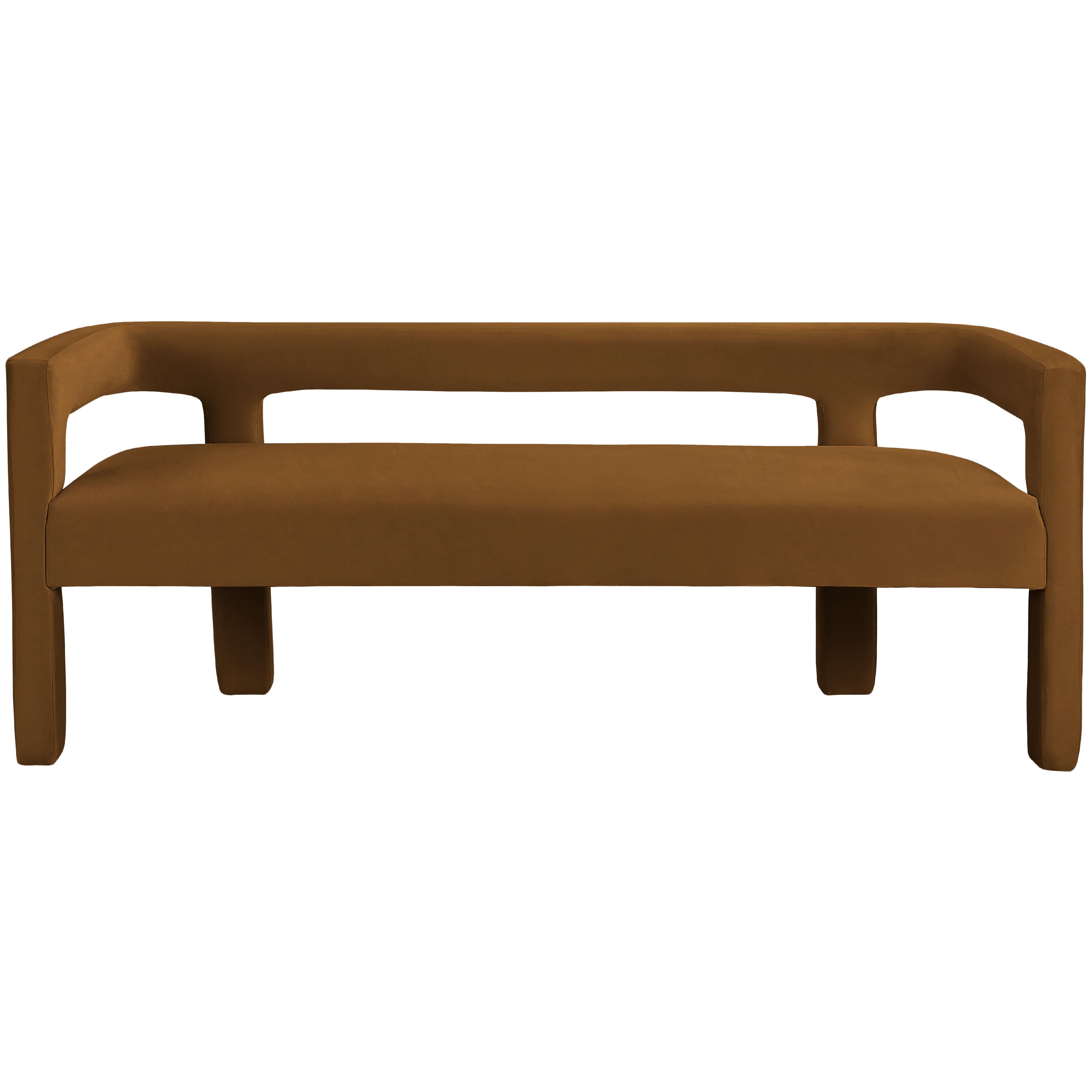 Meridian Athena Saddle Velvet Bench