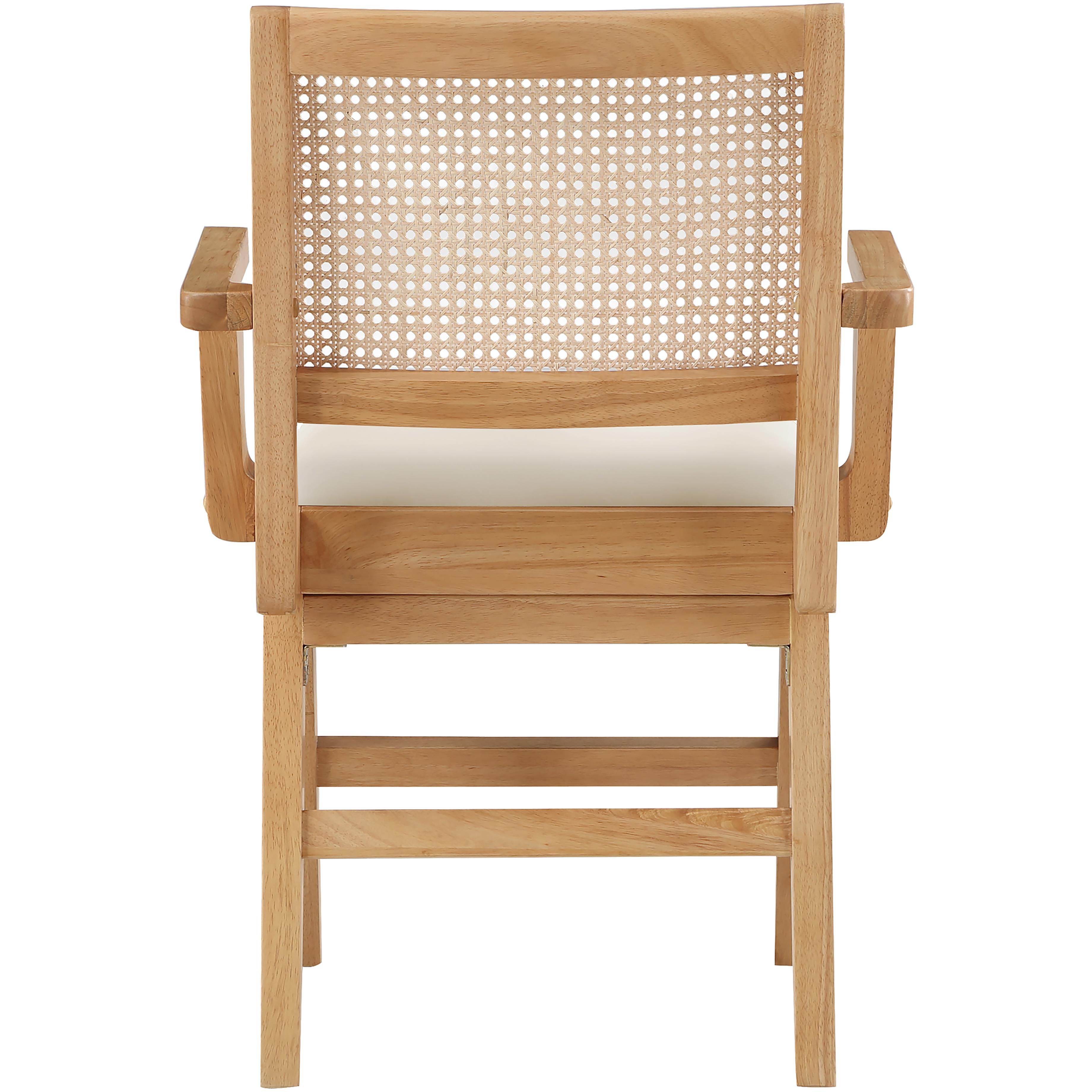 Meridian Abby Cream Vegan Leather Dining Arm Chair