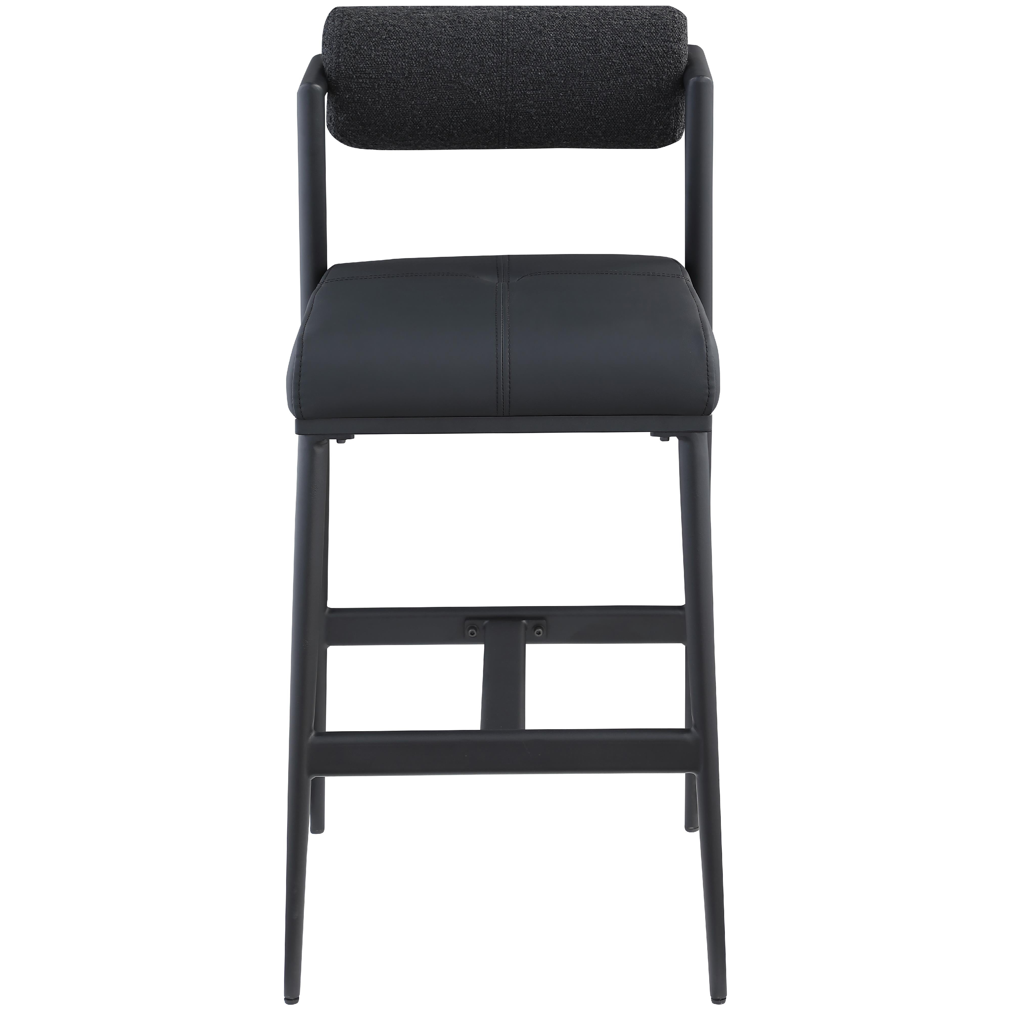 Meridian Stryker Black Boucle Fabric and Vegan Leather Stool