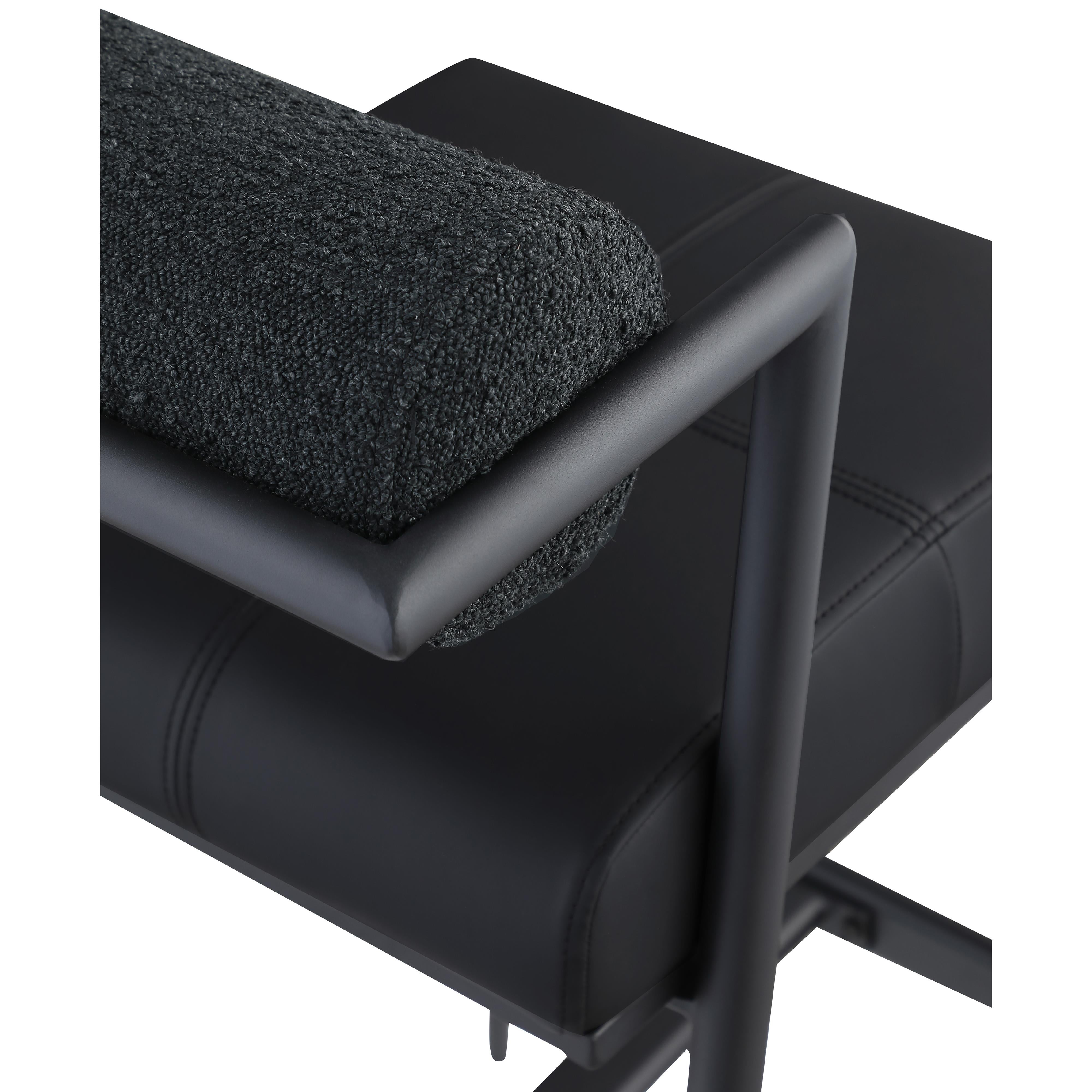 Meridian Stryker Black Boucle Fabric and Vegan Leather Stool