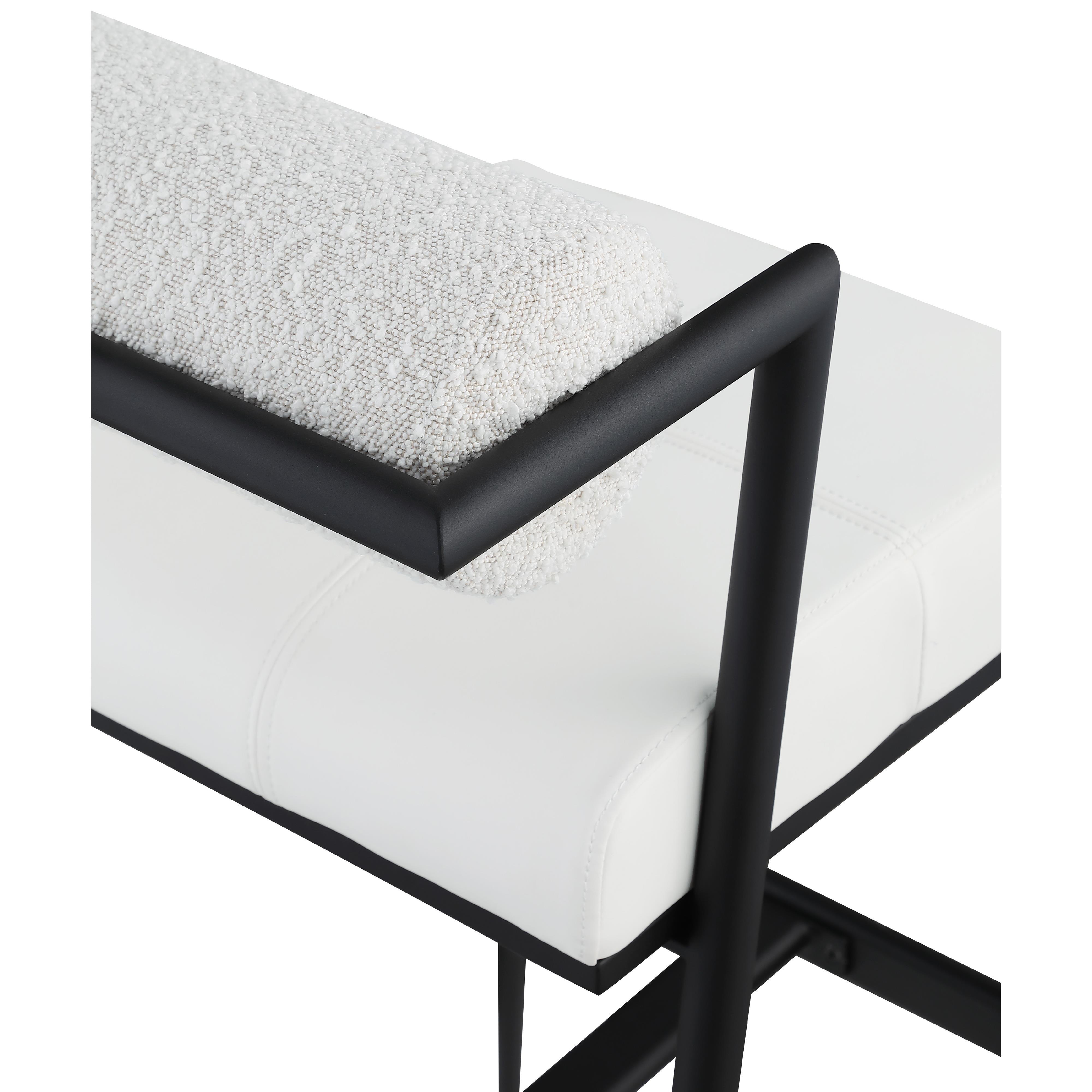 Meridian Stryker Cream Boucle Fabric and Vegan Leather Stool