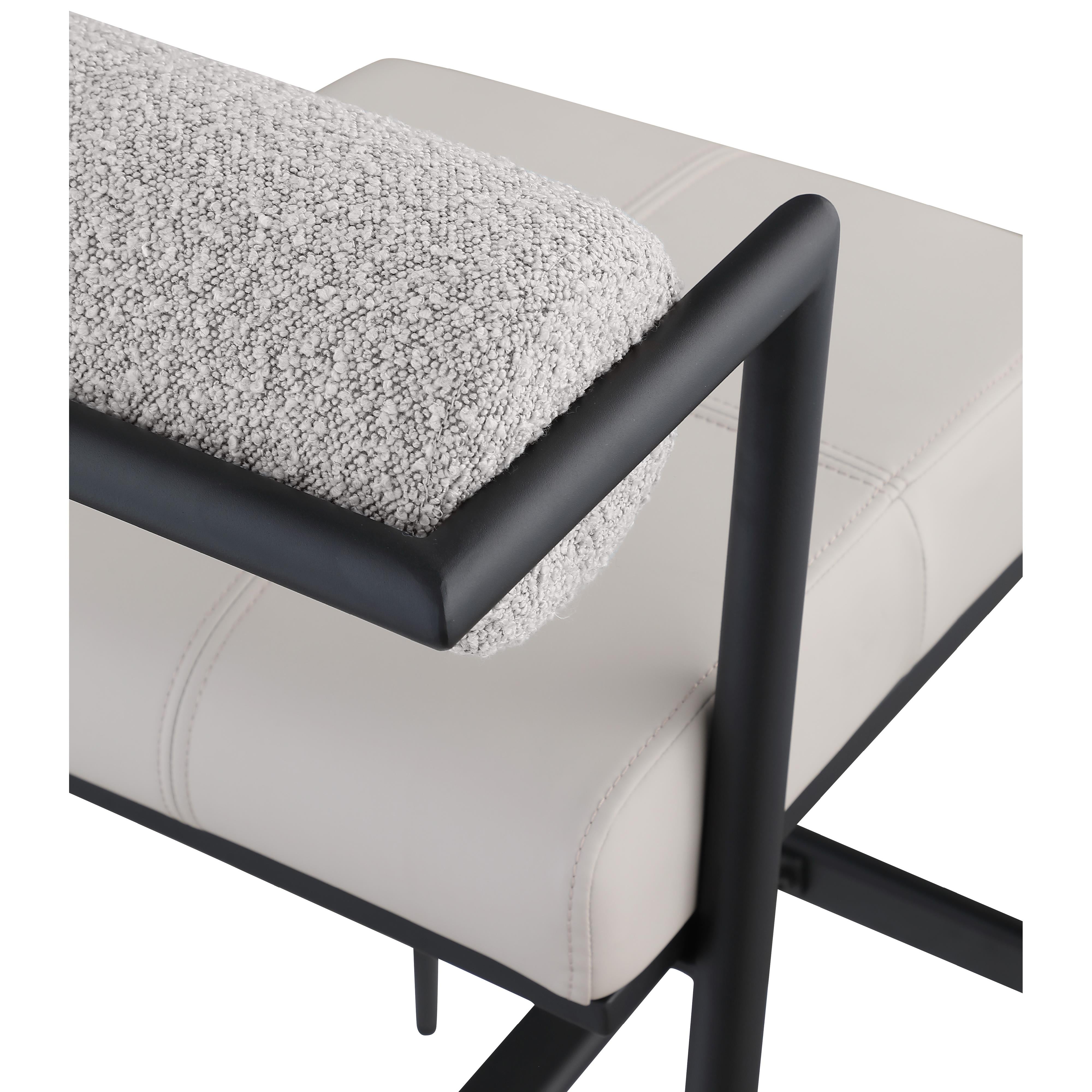 Meridian Stryker Taupe Boucle Fabric and Vegan Leather Stool