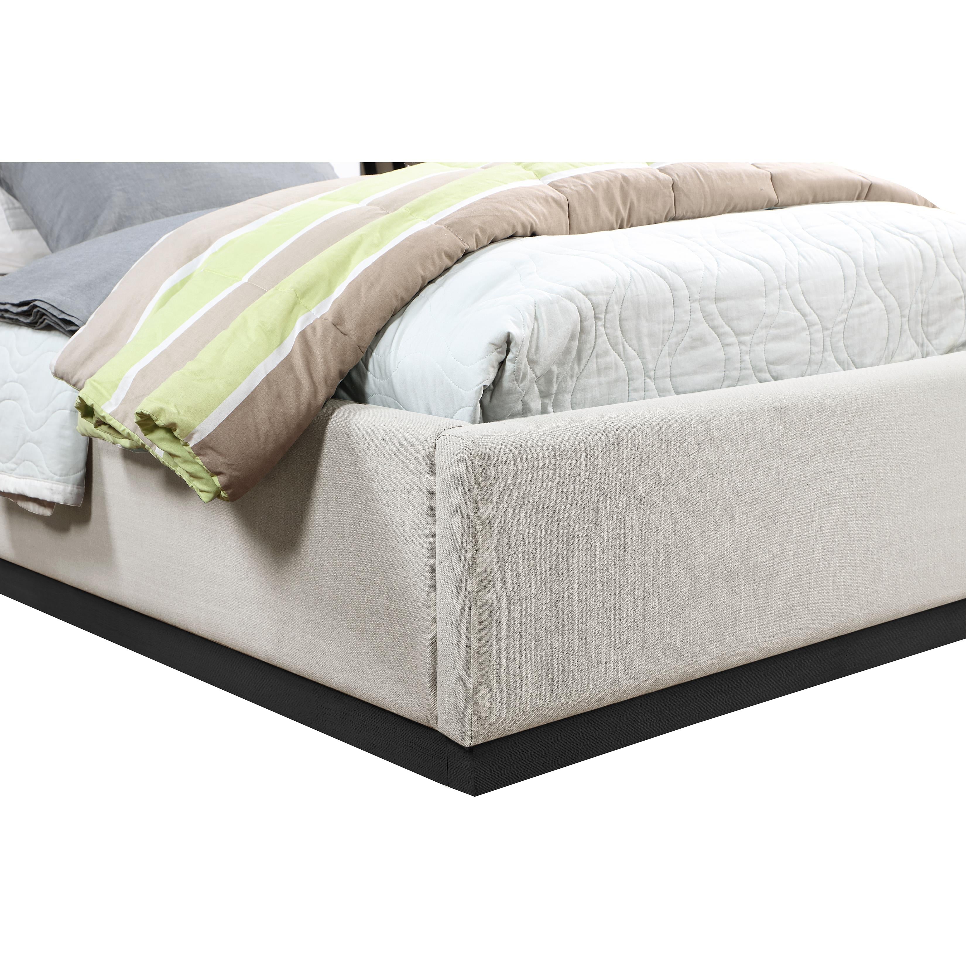 Meridian Alfie Beige Linen Textured Fabric Twin Bed