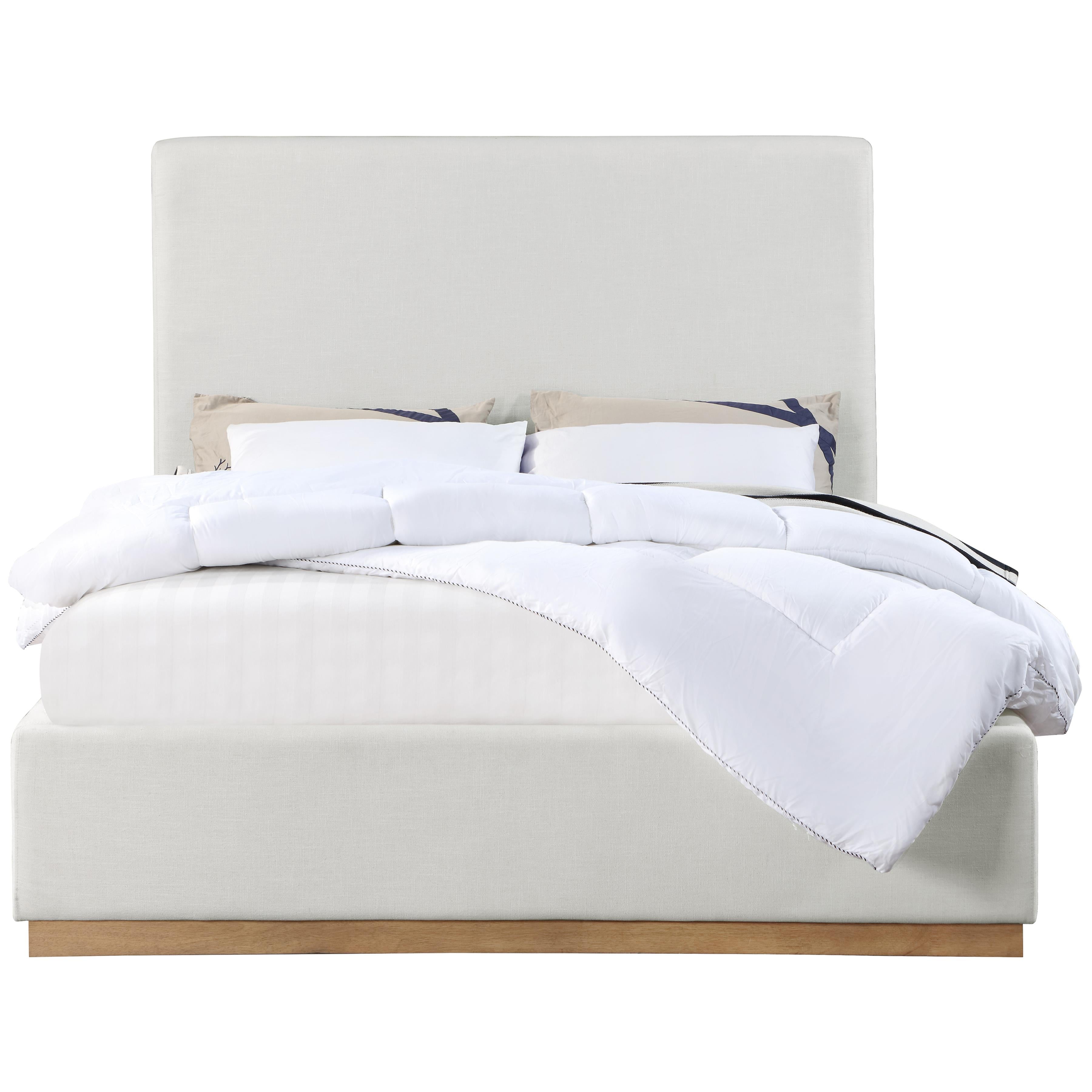 Meridian Alfie Cream Linen Textured Fabric Full Bed