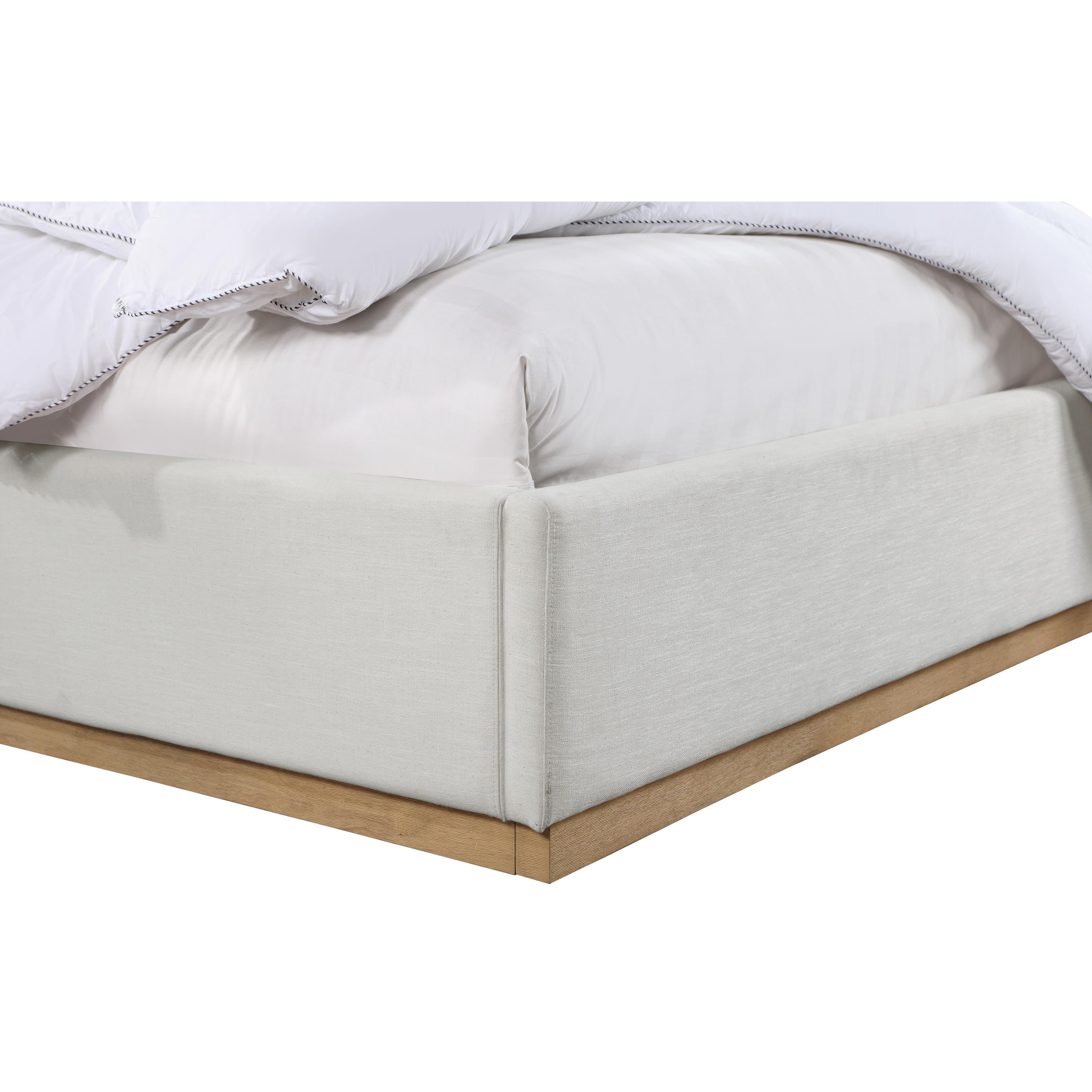 Meridian Alfie Cream Linen Textured Fabric King Bed