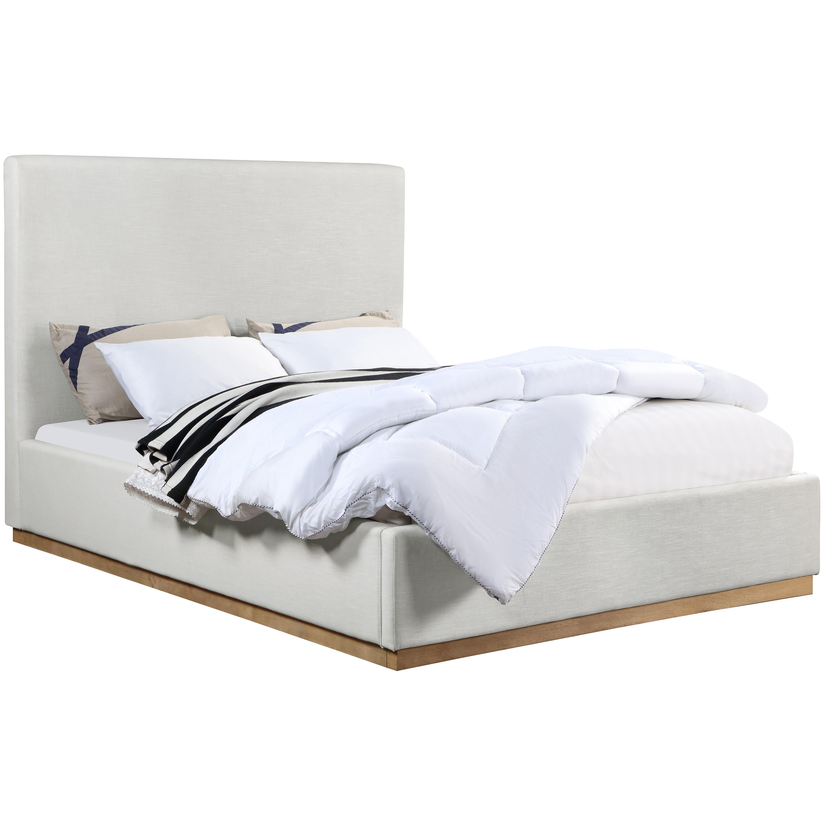 Meridian Alfie Cream Linen Textured Fabric King Bed