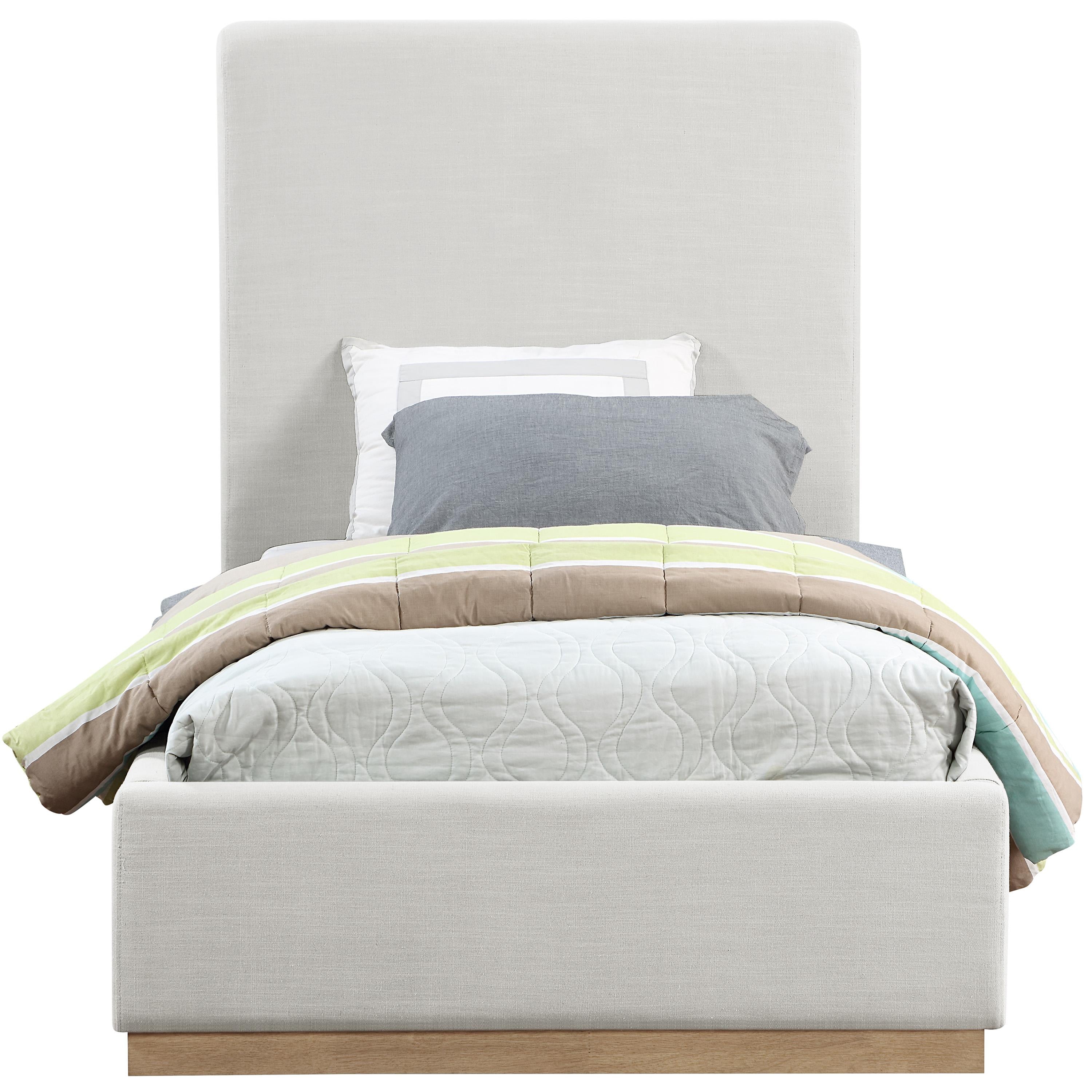 Meridian Alfie Cream Linen Textured Fabric Twin Bed