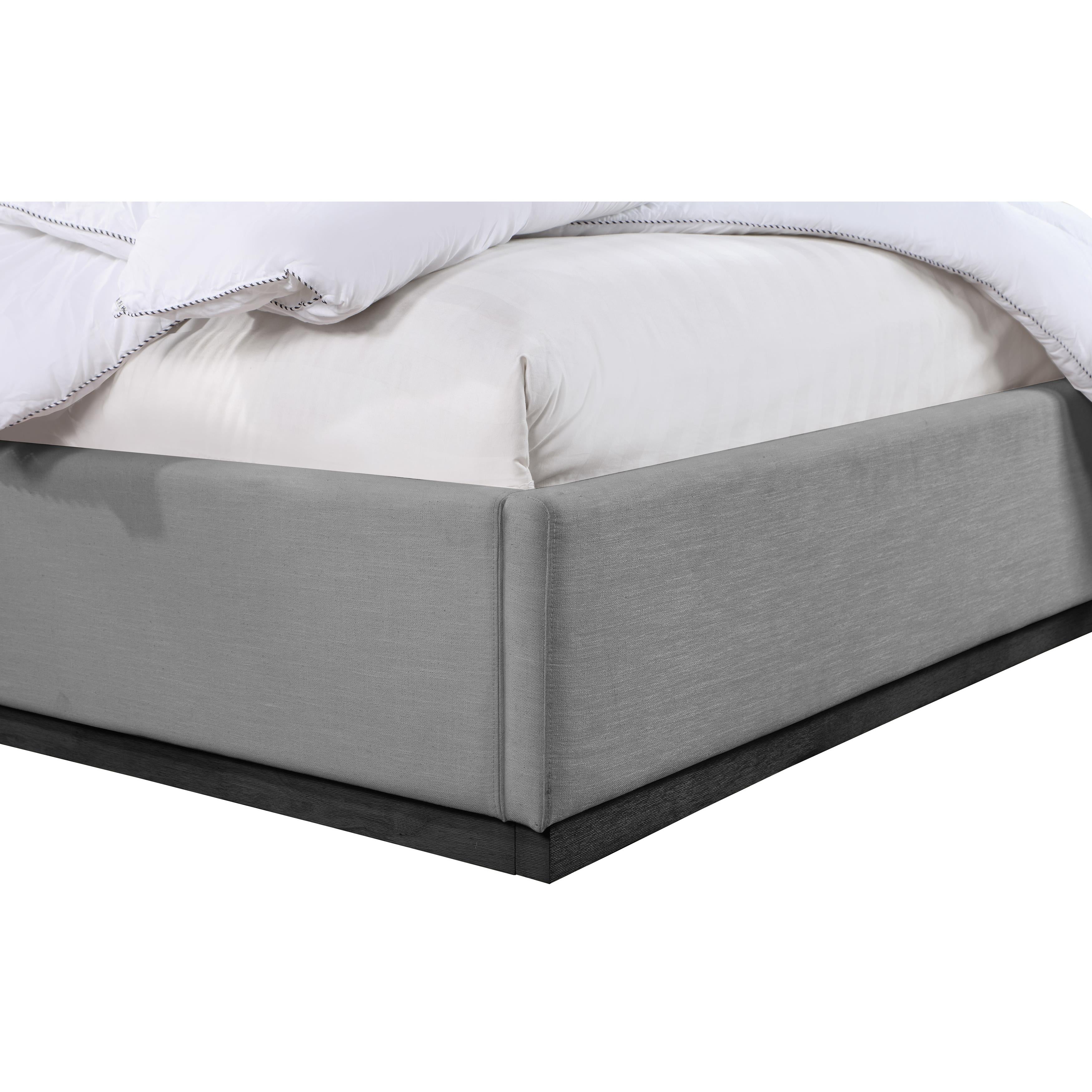 Meridian Alfie Grey Linen Textured Fabric King Bed