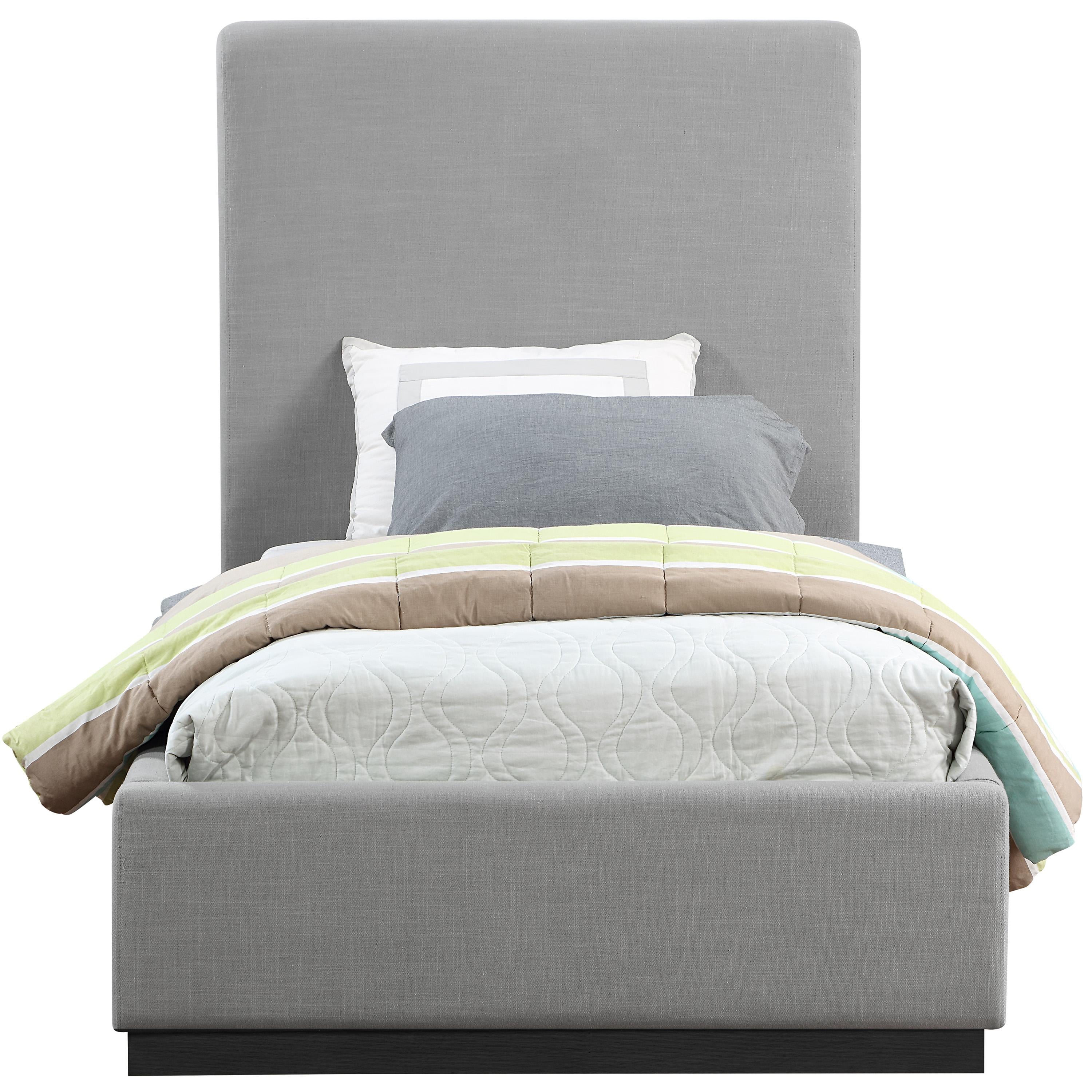 Meridian Alfie Grey Linen Textured Fabric Twin Bed