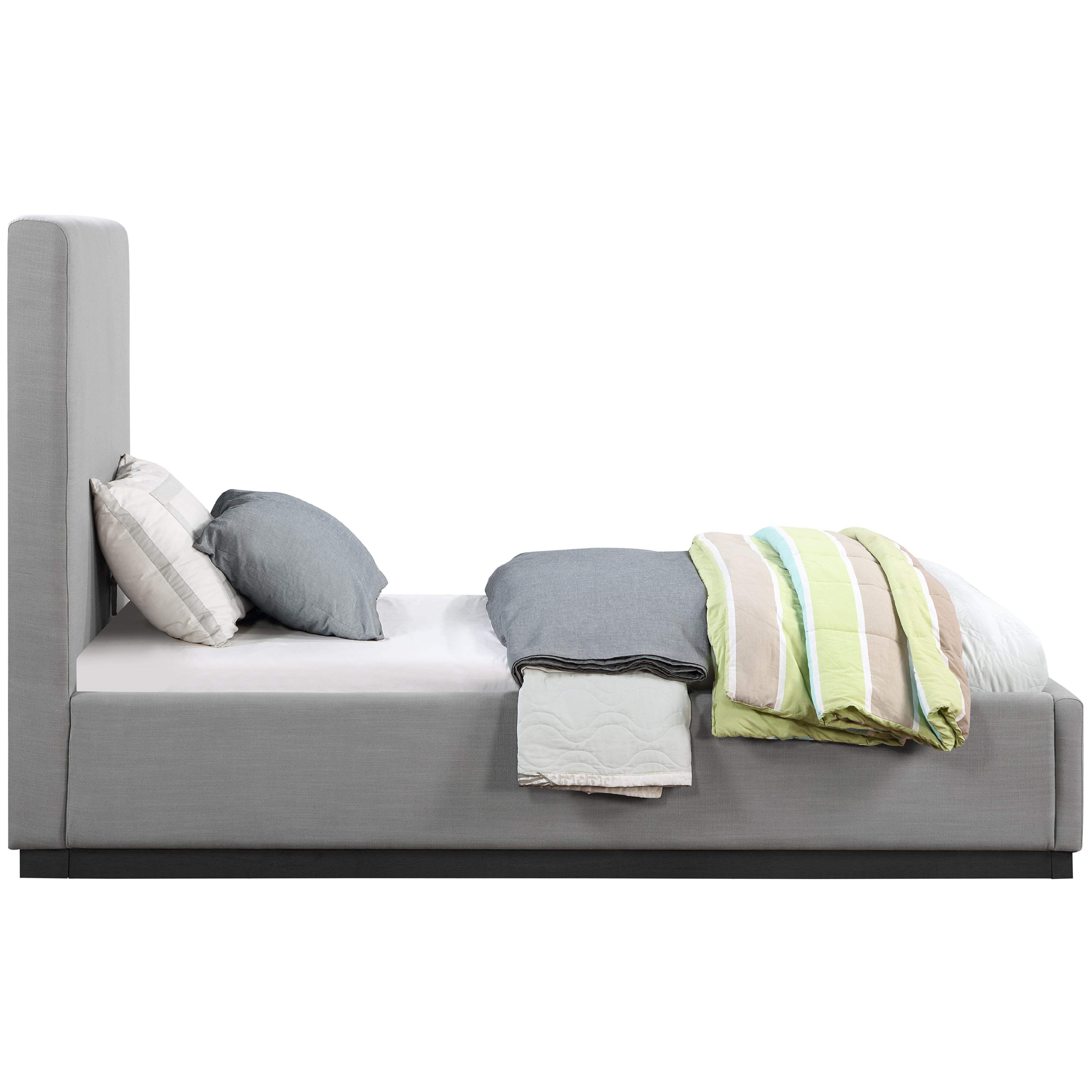 Meridian Alfie Grey Linen Textured Fabric Twin Bed