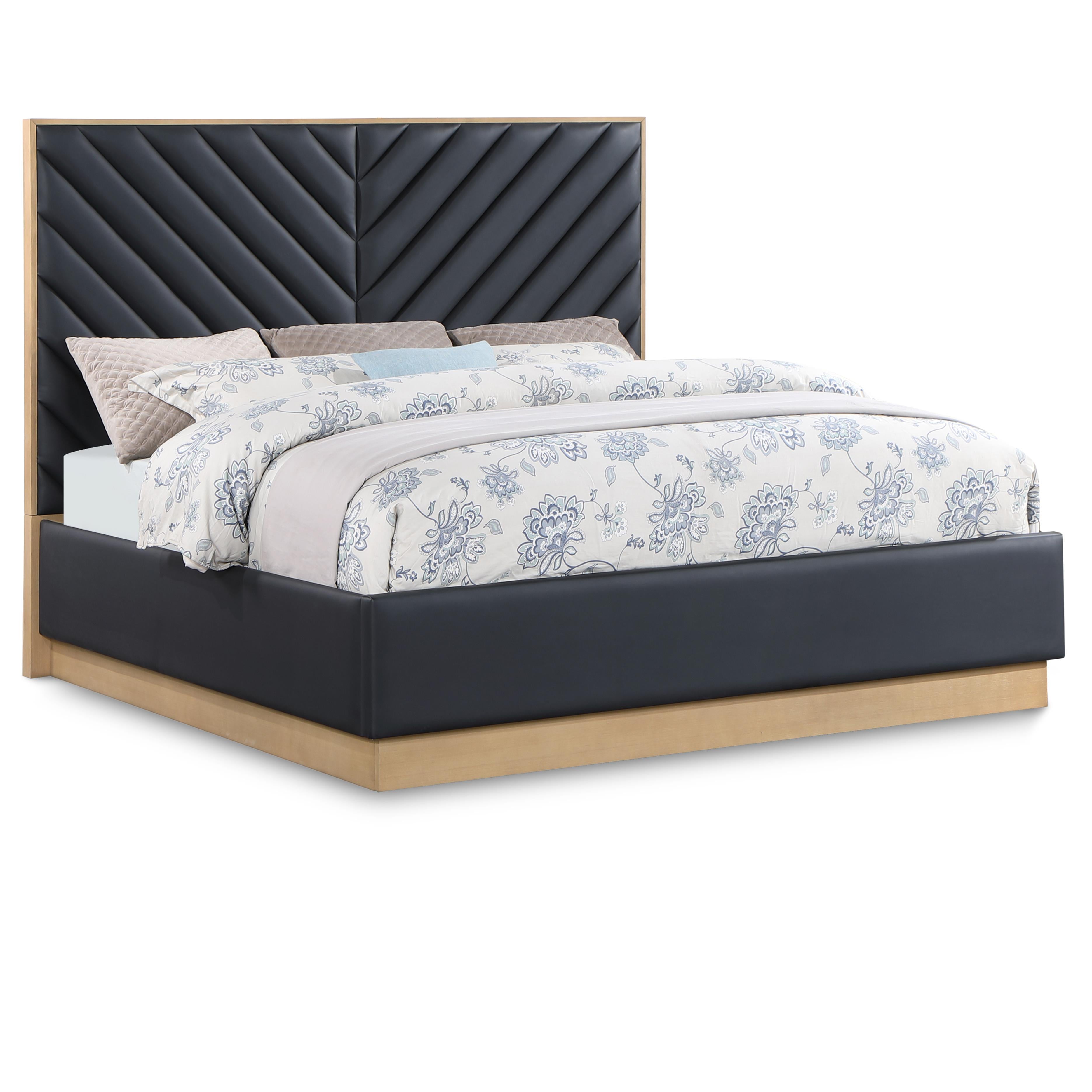 Meridian Casa Black Vegan Leather King Bed (3 Boxes)