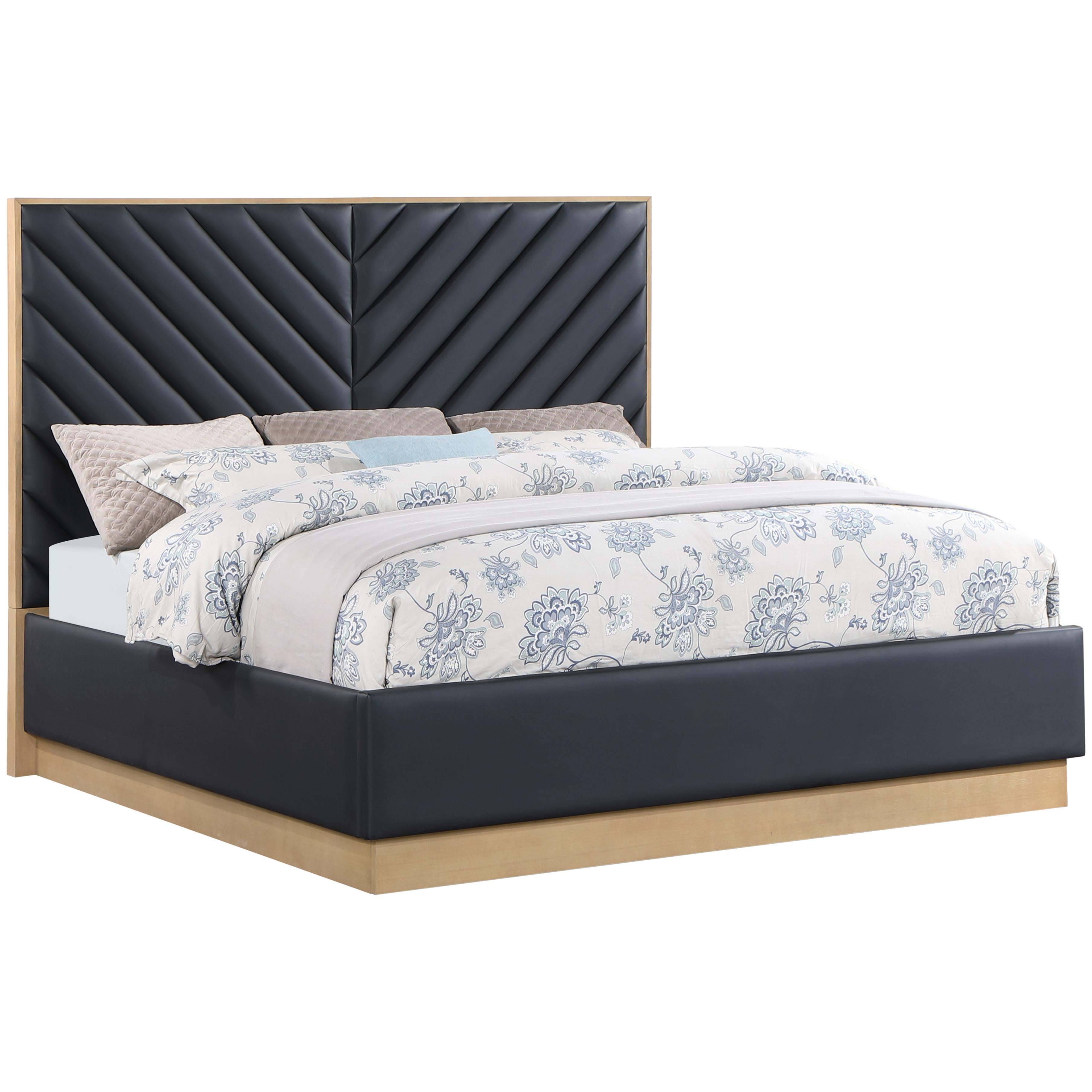 Meridian Casa Black Vegan Leather King Bed (3 Boxes)