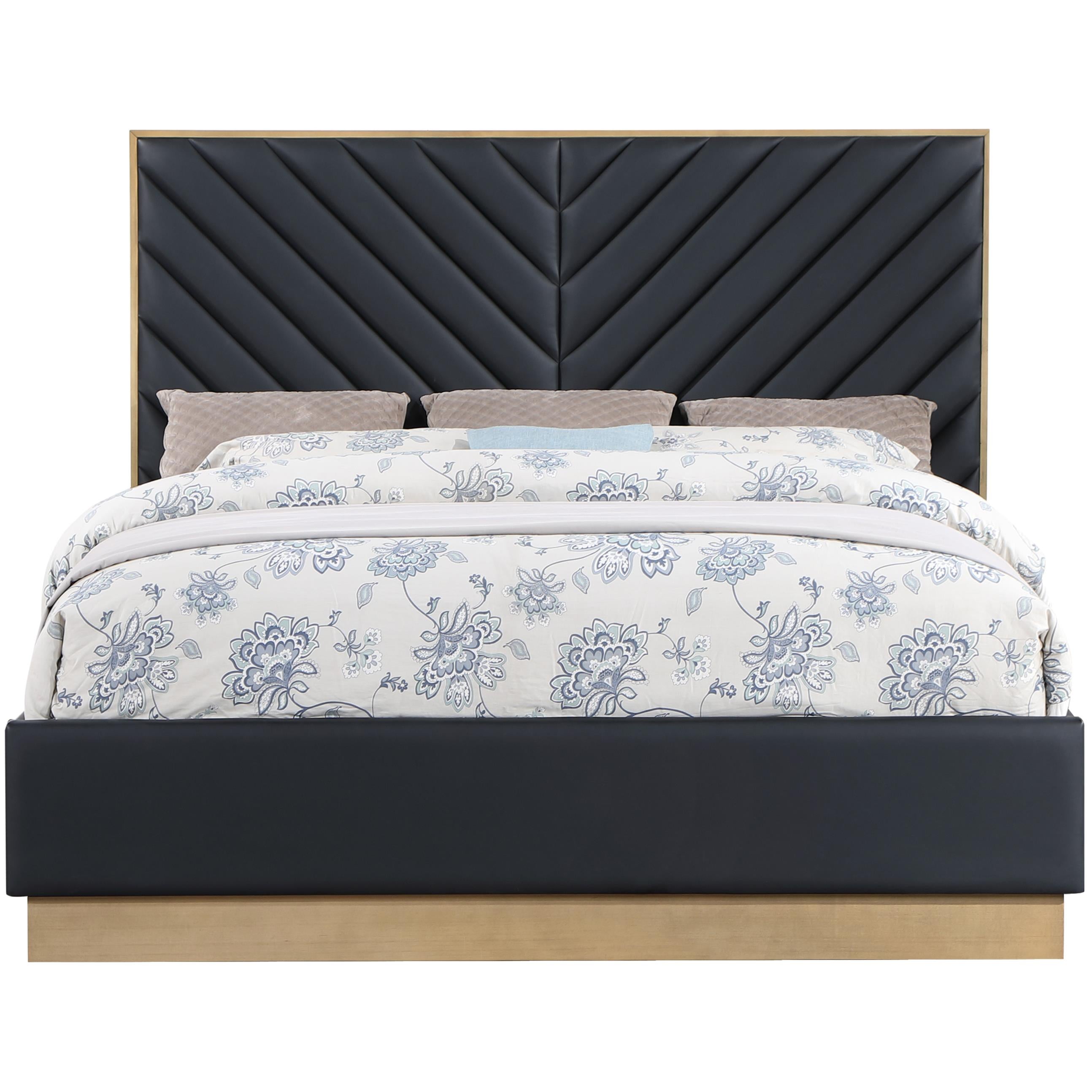 Meridian Casa Black Vegan Leather King Bed (3 Boxes)